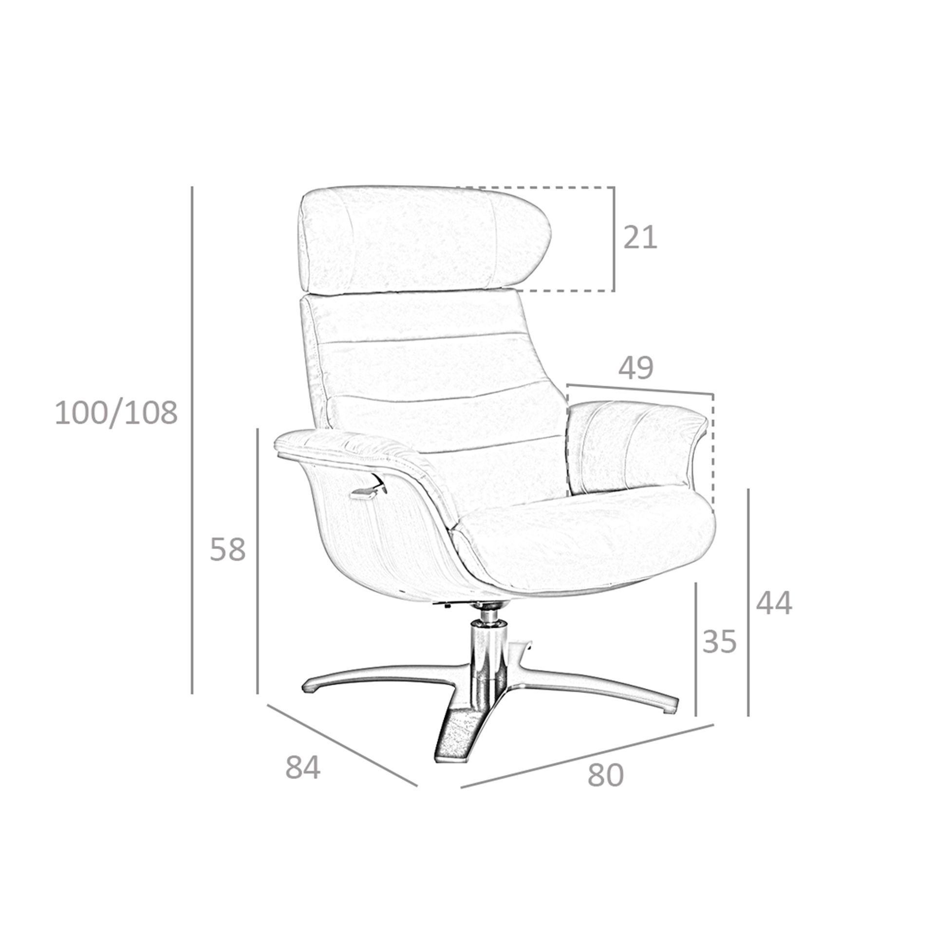 Sillón giratorio reclinable piel arena - Imagen 9