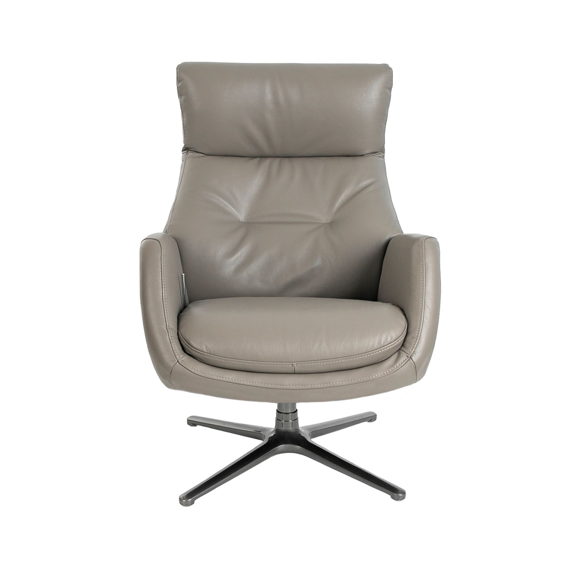 Sillón giratorio reclinable piel gris oscuro - Imagen 2