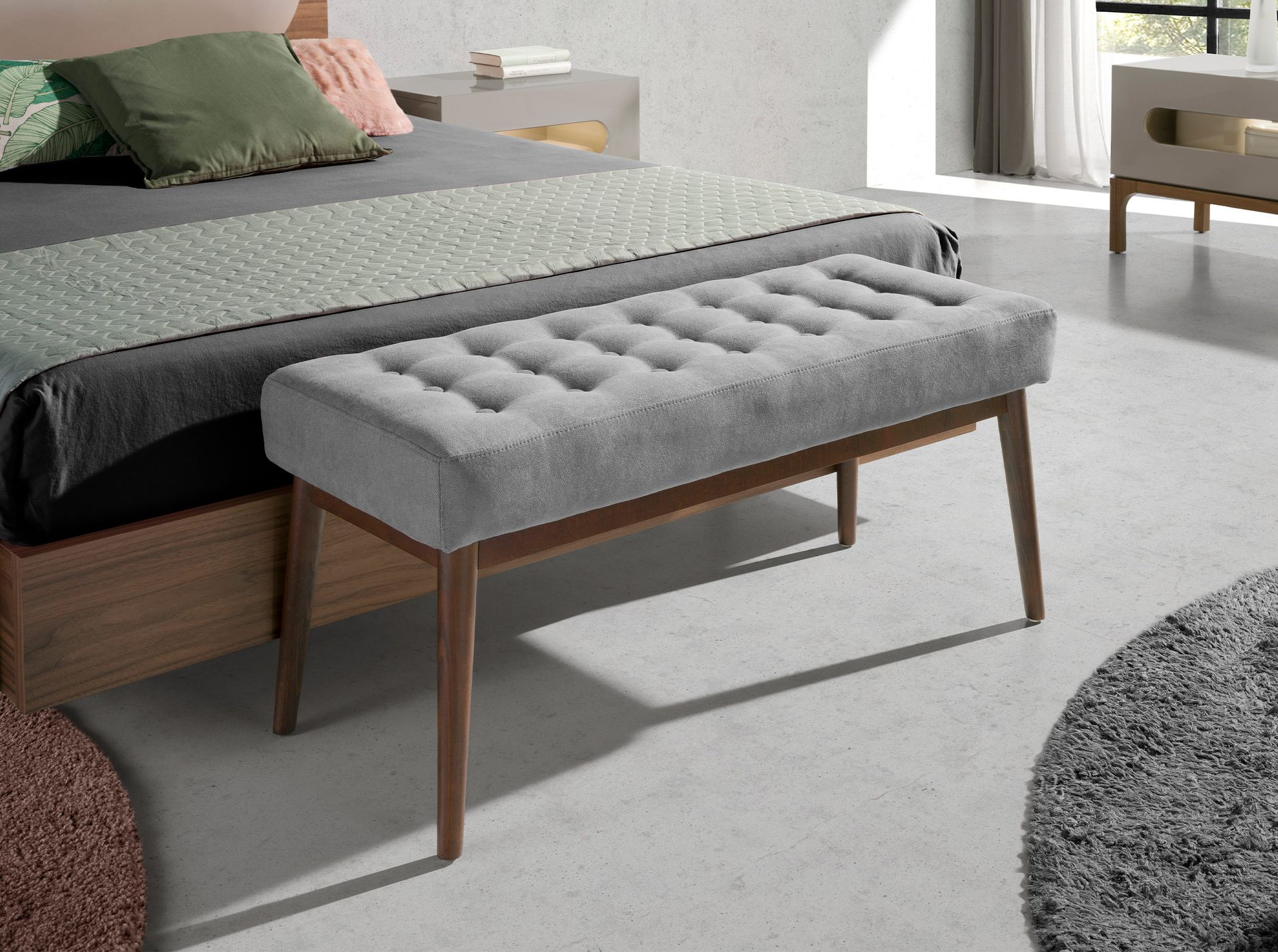 Banqueta tela gris oscuro - Imagen 3