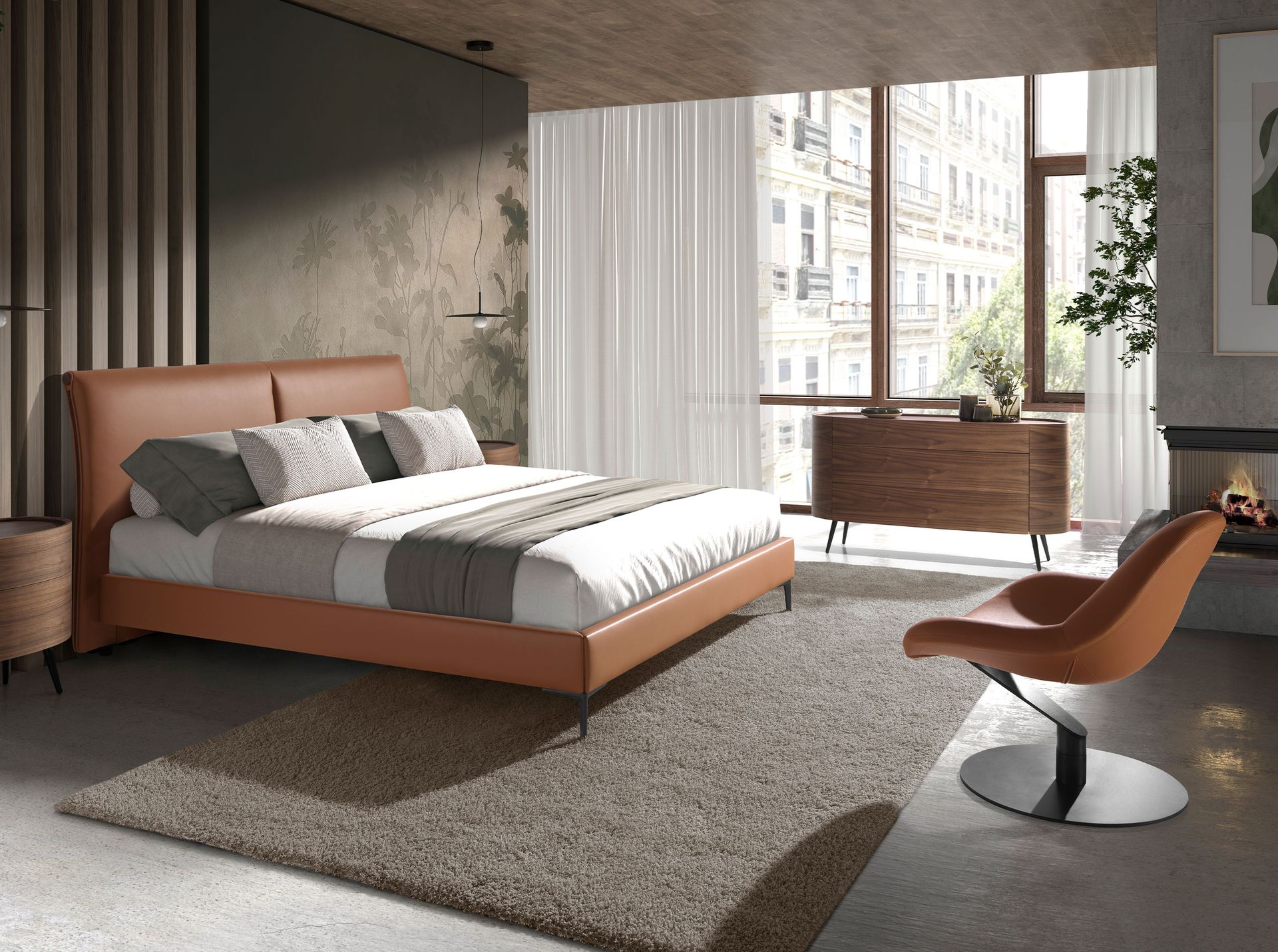 Sillón giratorio polipiel marrón - Imagen 4