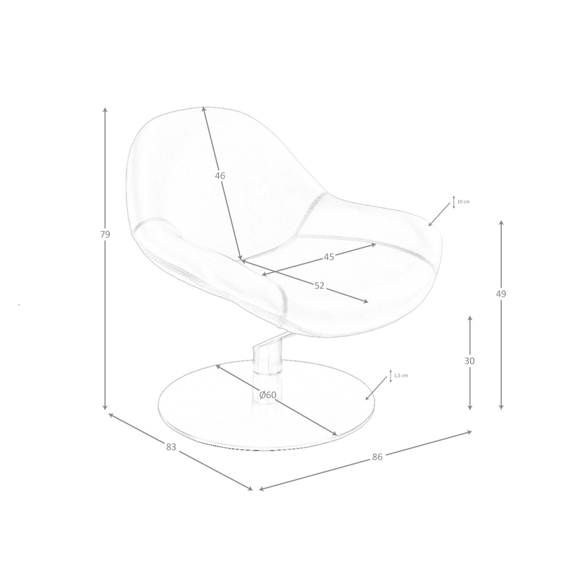 Sillón giratorio polipiel marrón - Imagen 9