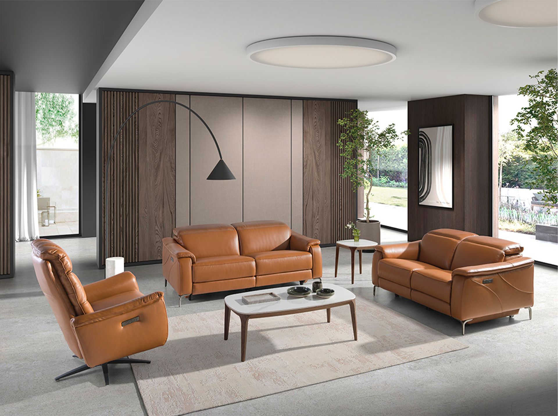 Sillón relax giratorio piel marrón - Imagen 4