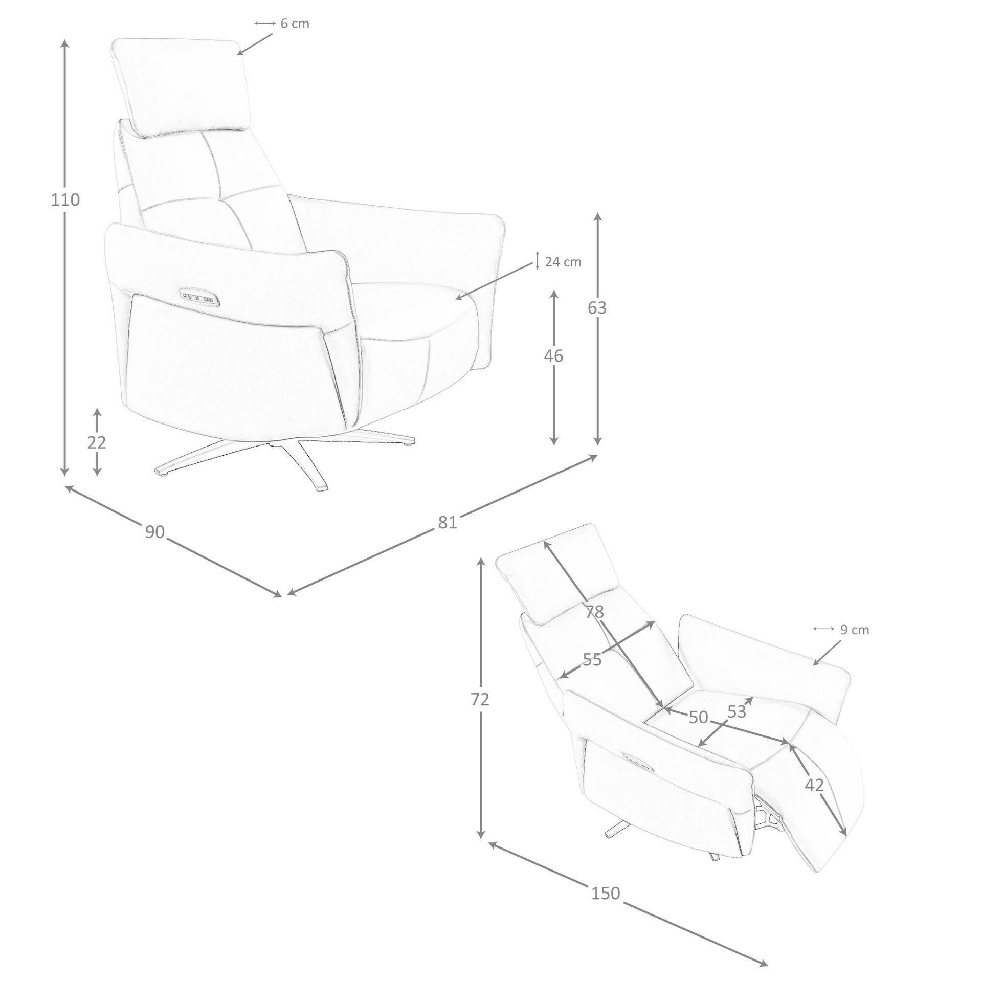 Sillón relax giratorio piel verde turquesa - Imagen 9