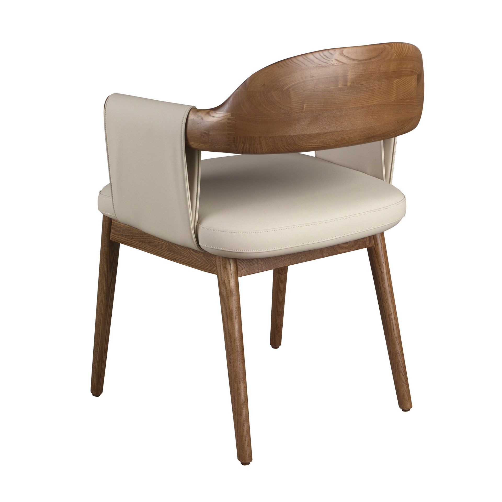 Silla nogal y polipiel crema - Imagen 6