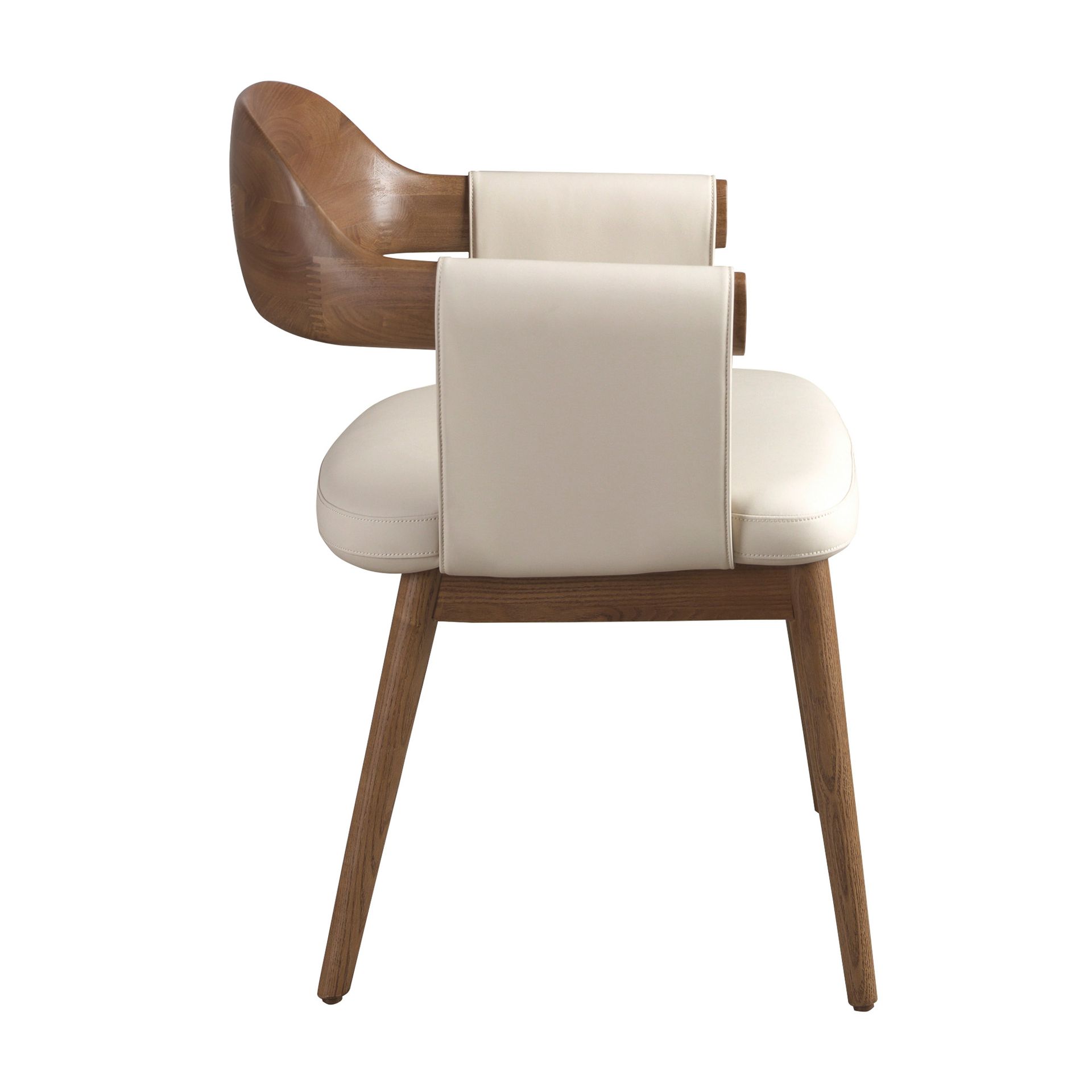 Silla nogal y polipiel crema - Imagen 8