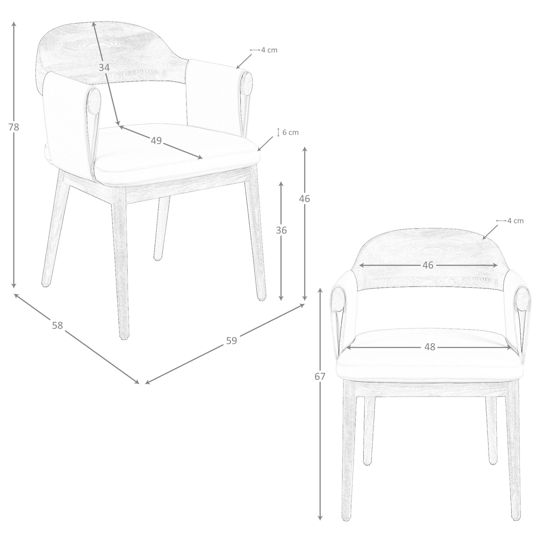 Silla nogal y polipiel crema - Imagen 9