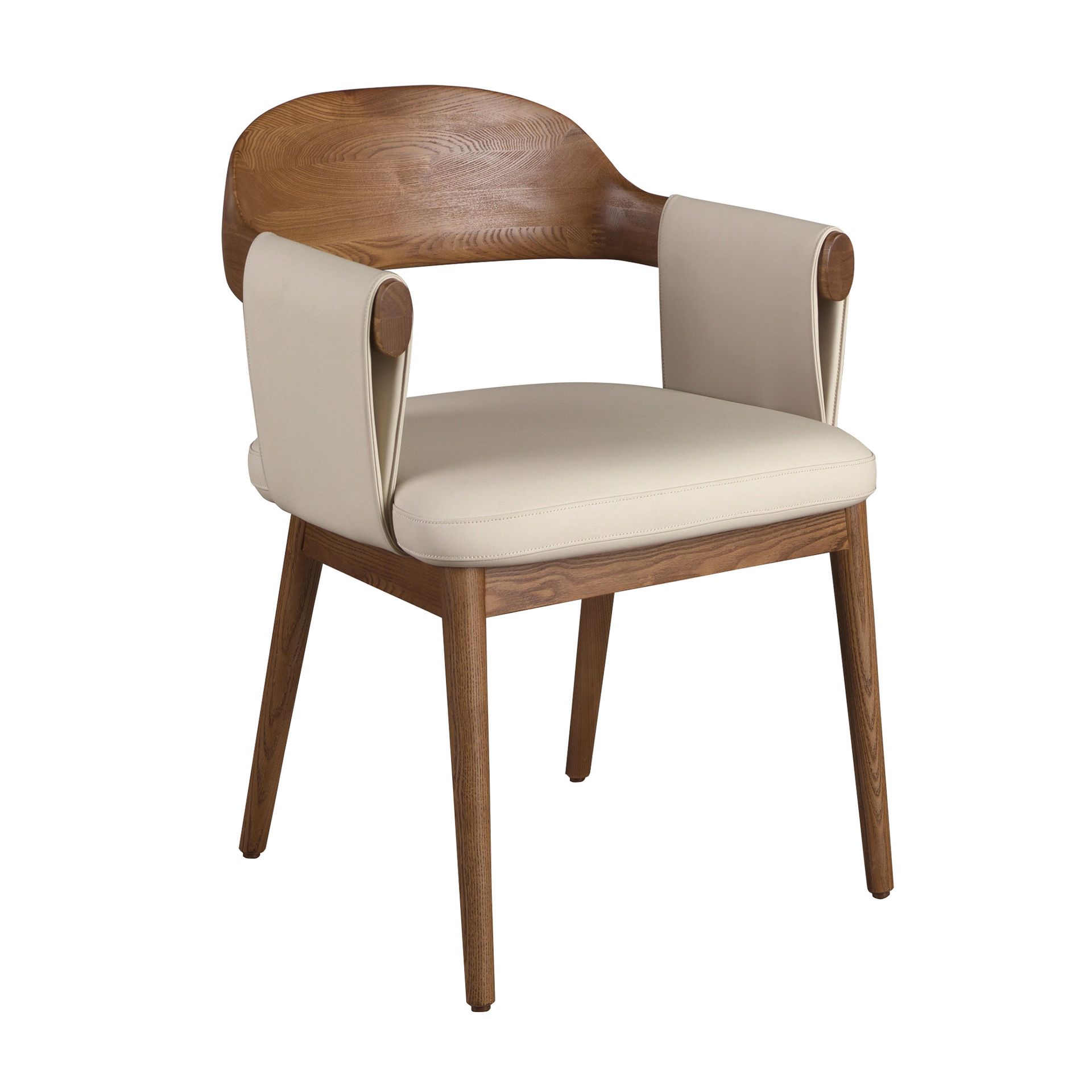 Silla nogal y polipiel crema Angel Cerdá