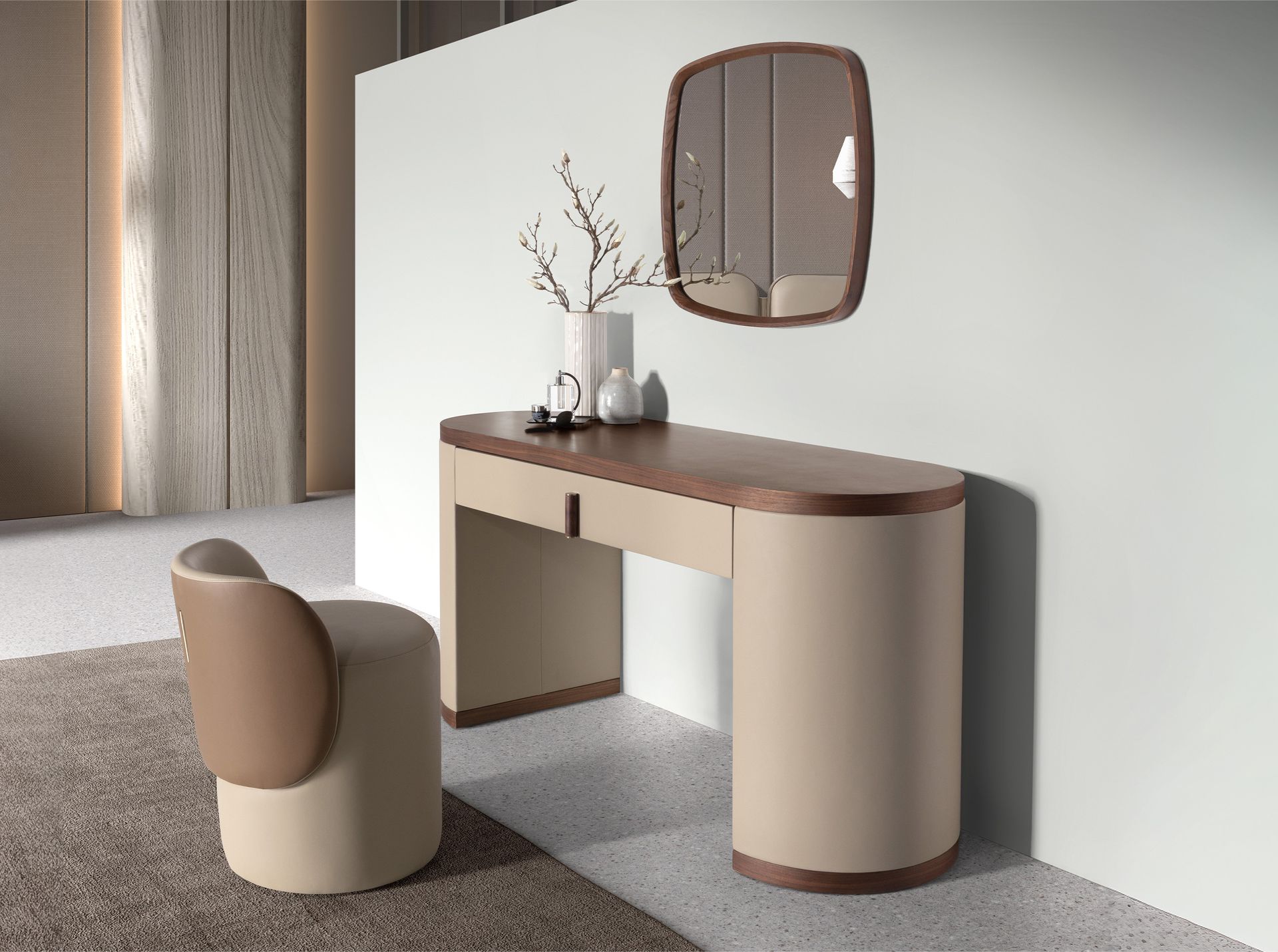 Puff polipiel visón y marrón - Imagen 4