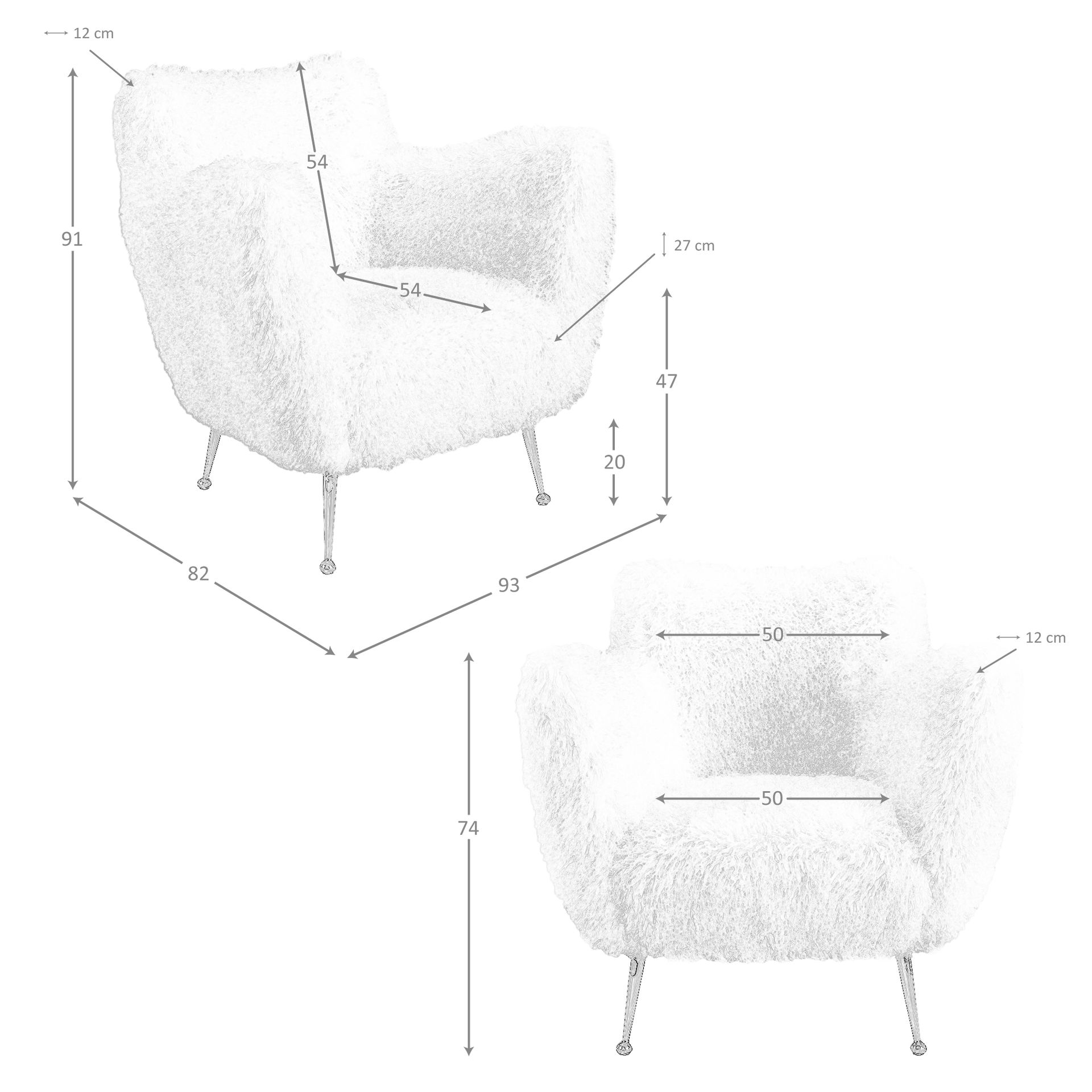 Sillón tela pelo largo blanco - Imagen 9