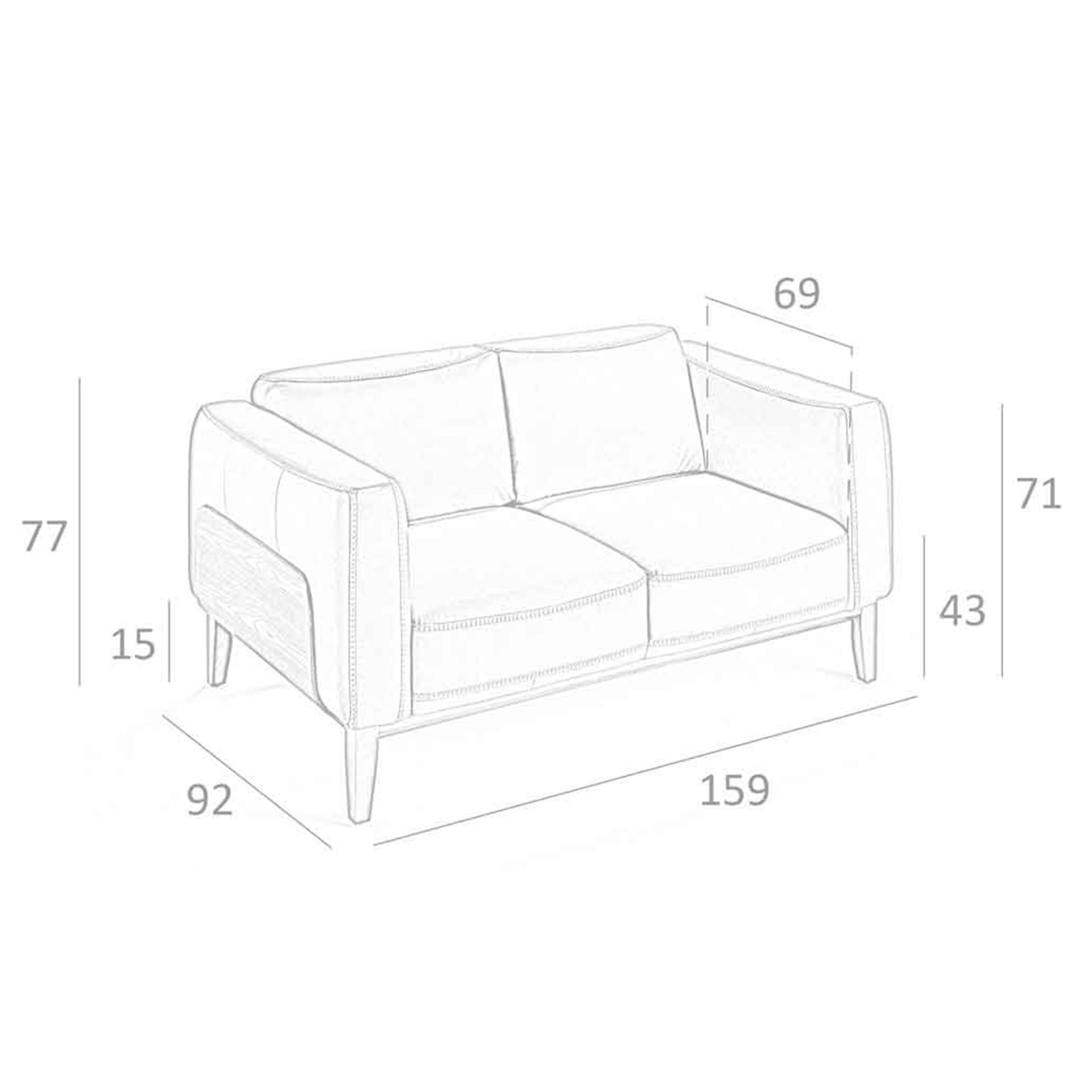 Sofá 2 plazas piel visón - Imagen 8