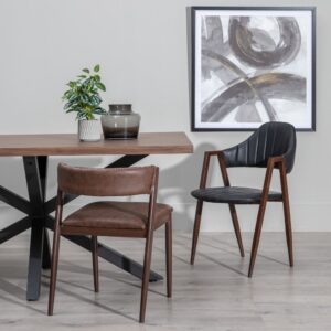 MESA COMEDOR MARRÓN-NEGRO DM-METAL 160 X 90 X 76 CM