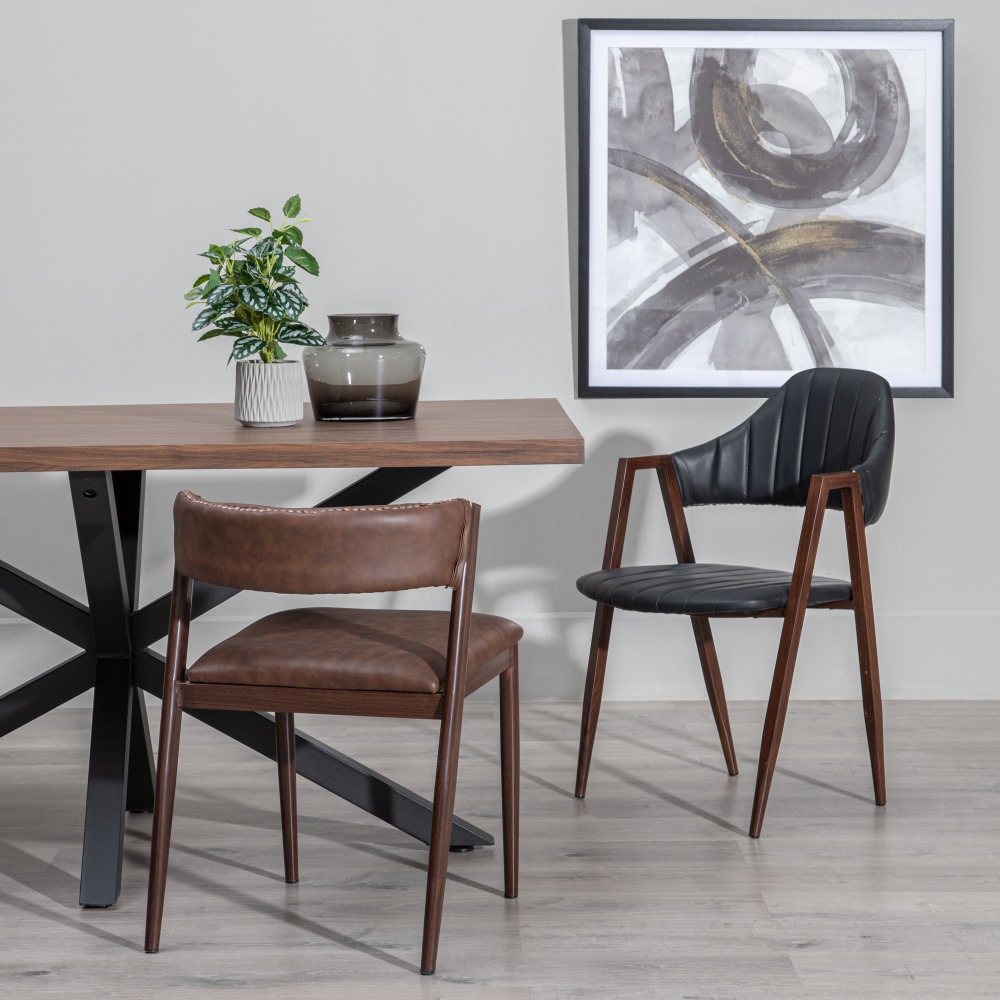 MESA COMEDOR MARRÓN-NEGRO DM-METAL 160 X 90 X 76 CM