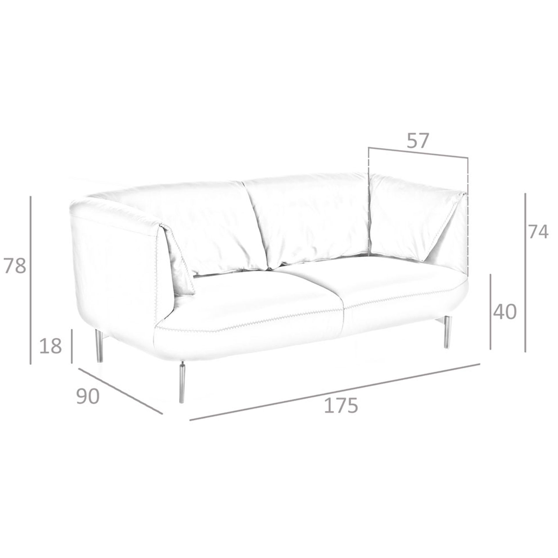 Sofá 2 plazas piel gris oscuro - Imagen 7