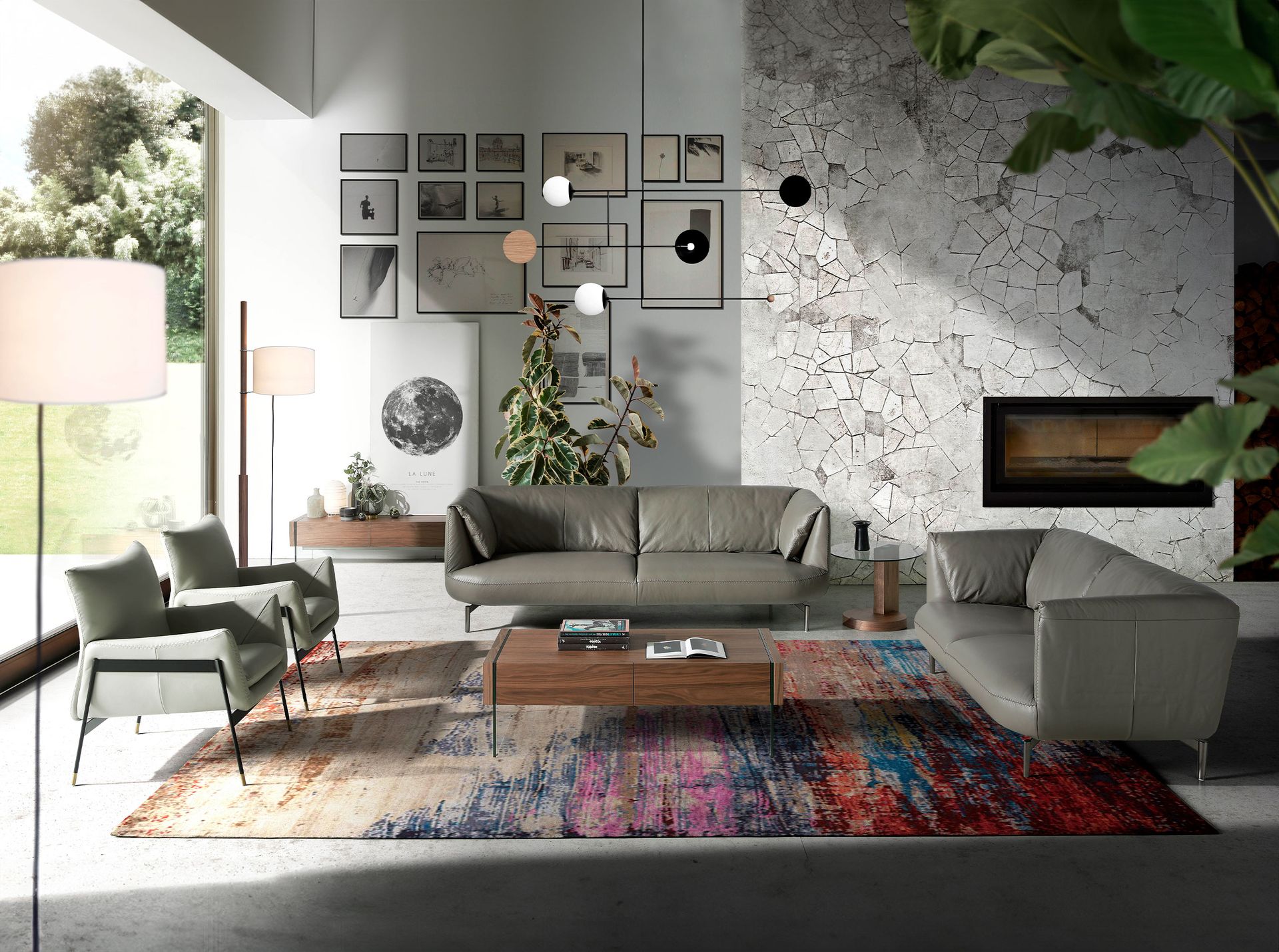 Sofá 3 plazas piel gris oscuro - Imagen 4