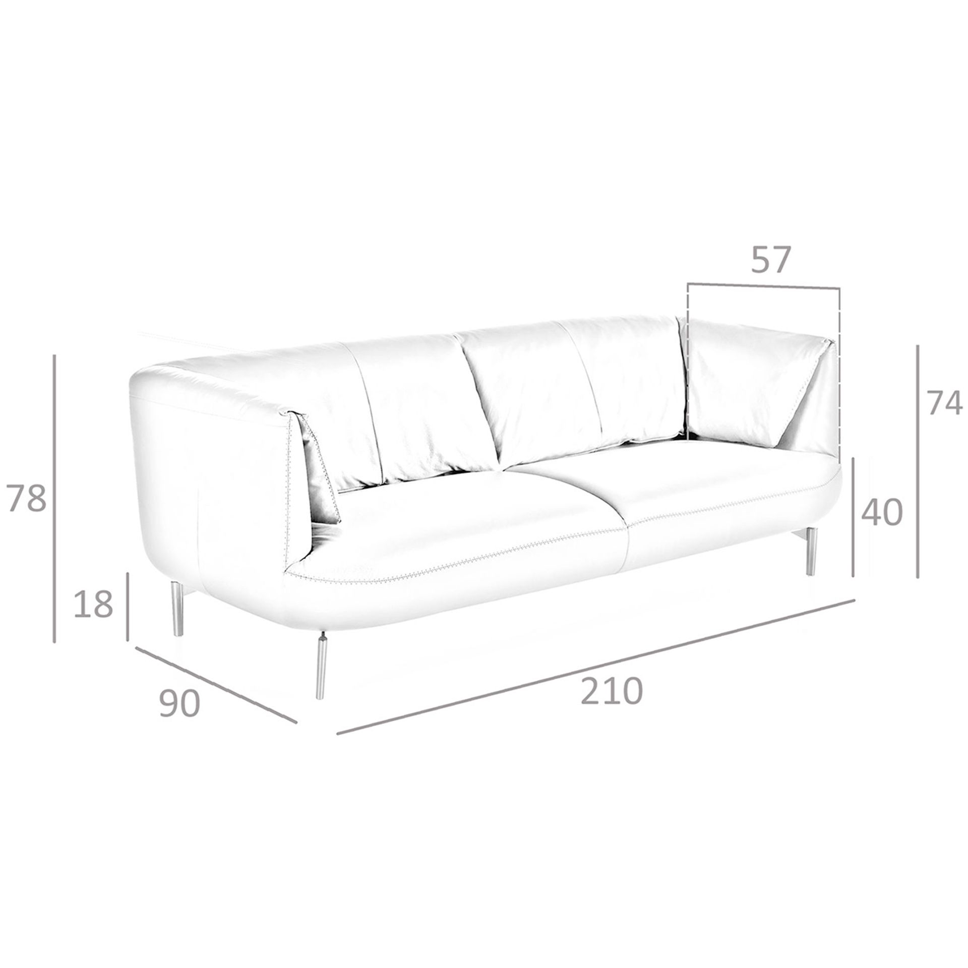 Sofá 3 plazas piel gris oscuro - Imagen 8