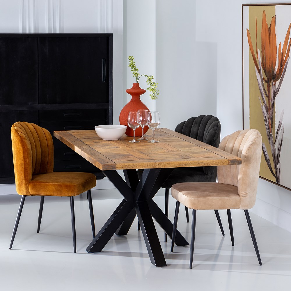 MESA COMEDOR NATURAL-NEGRO 160 X 90 X 76 CM