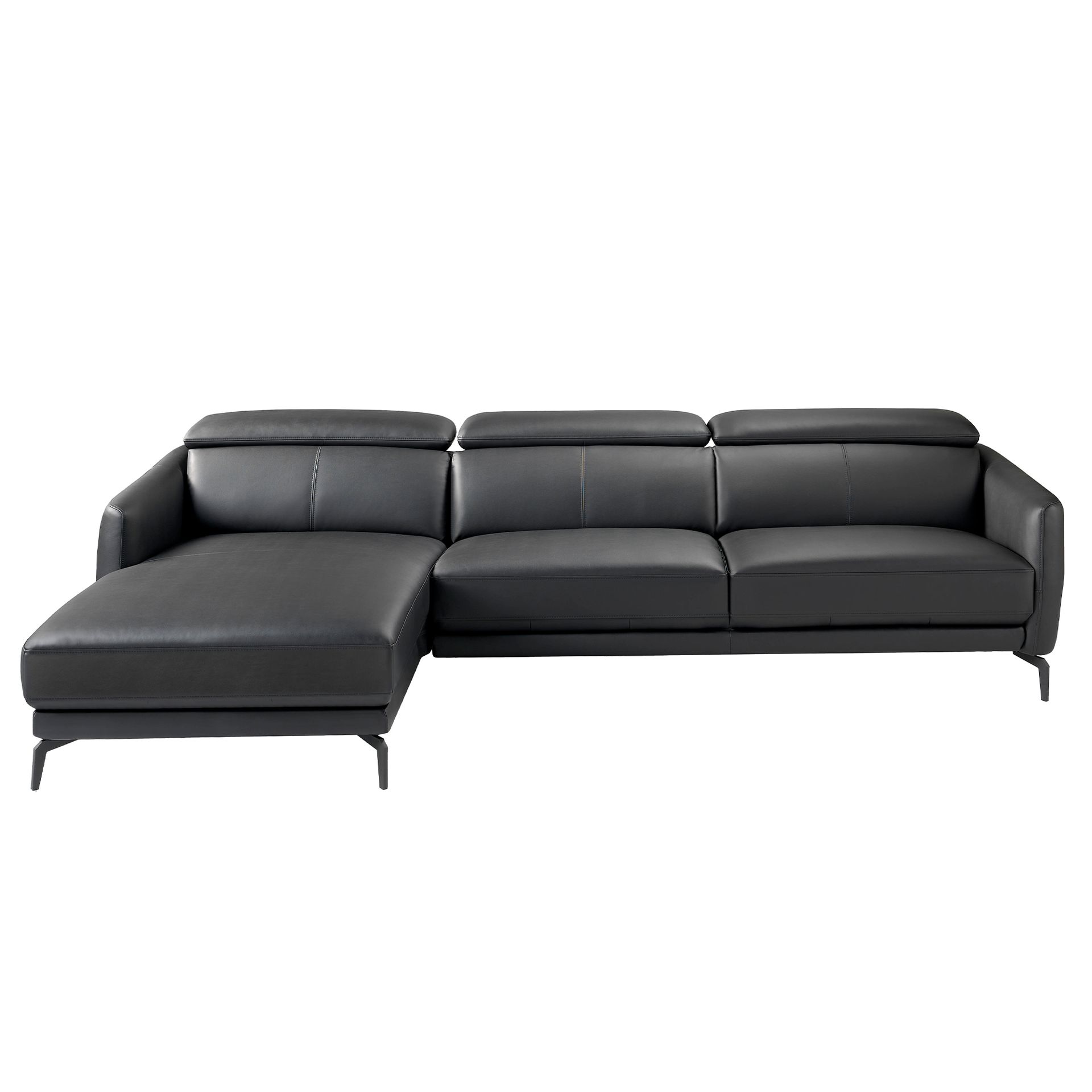 Sofá chaise longue izquierda piel negro - Imagen 2