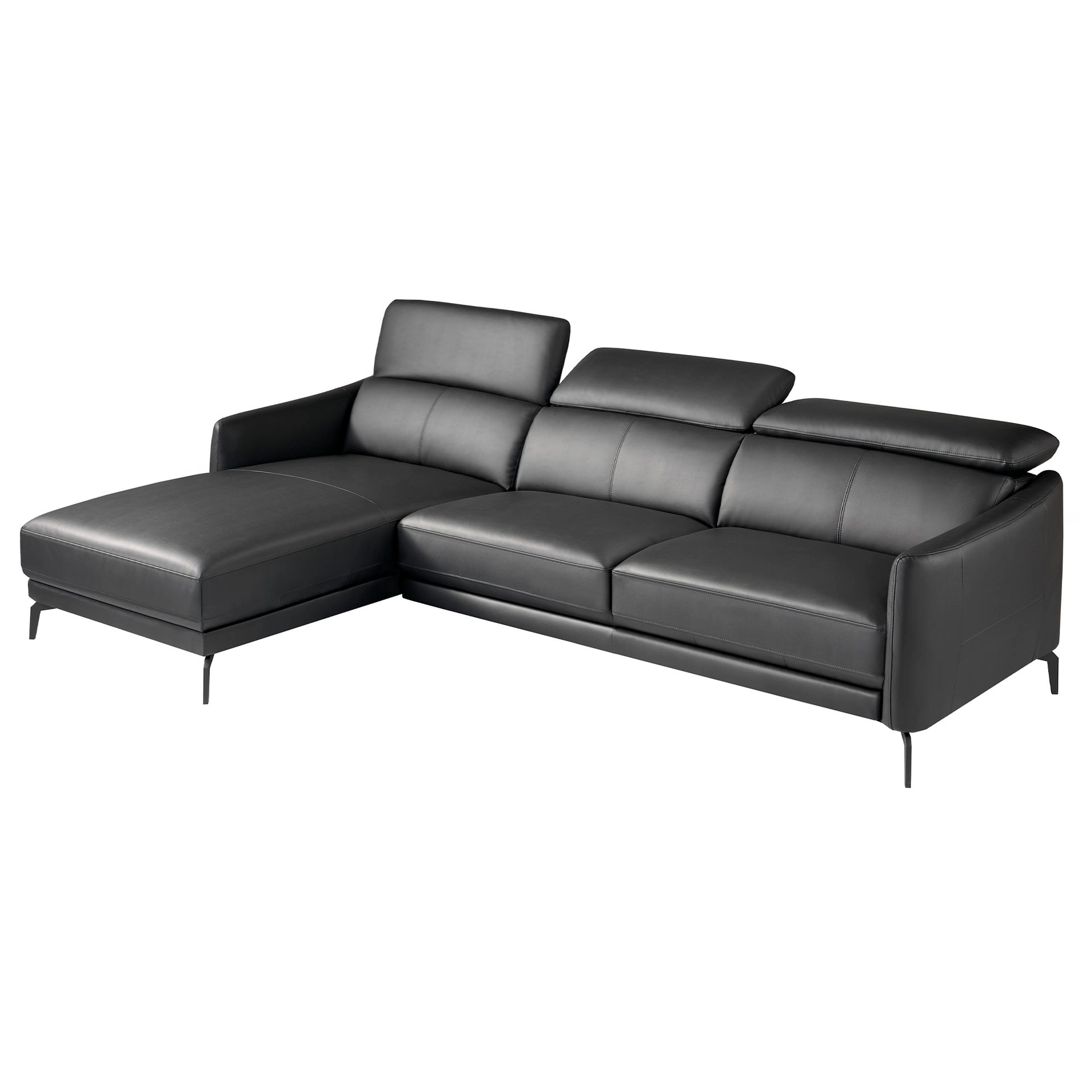 Sofá chaise longue izquierda piel negro - Imagen 6