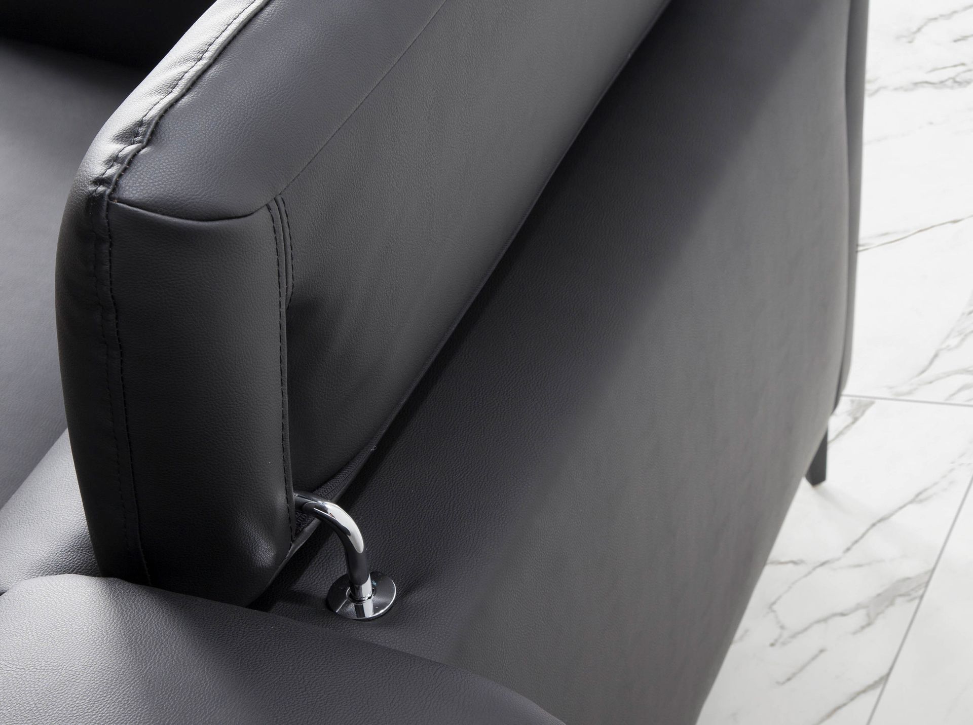 Sofá chaise longue izquierda piel negro - Imagen 7