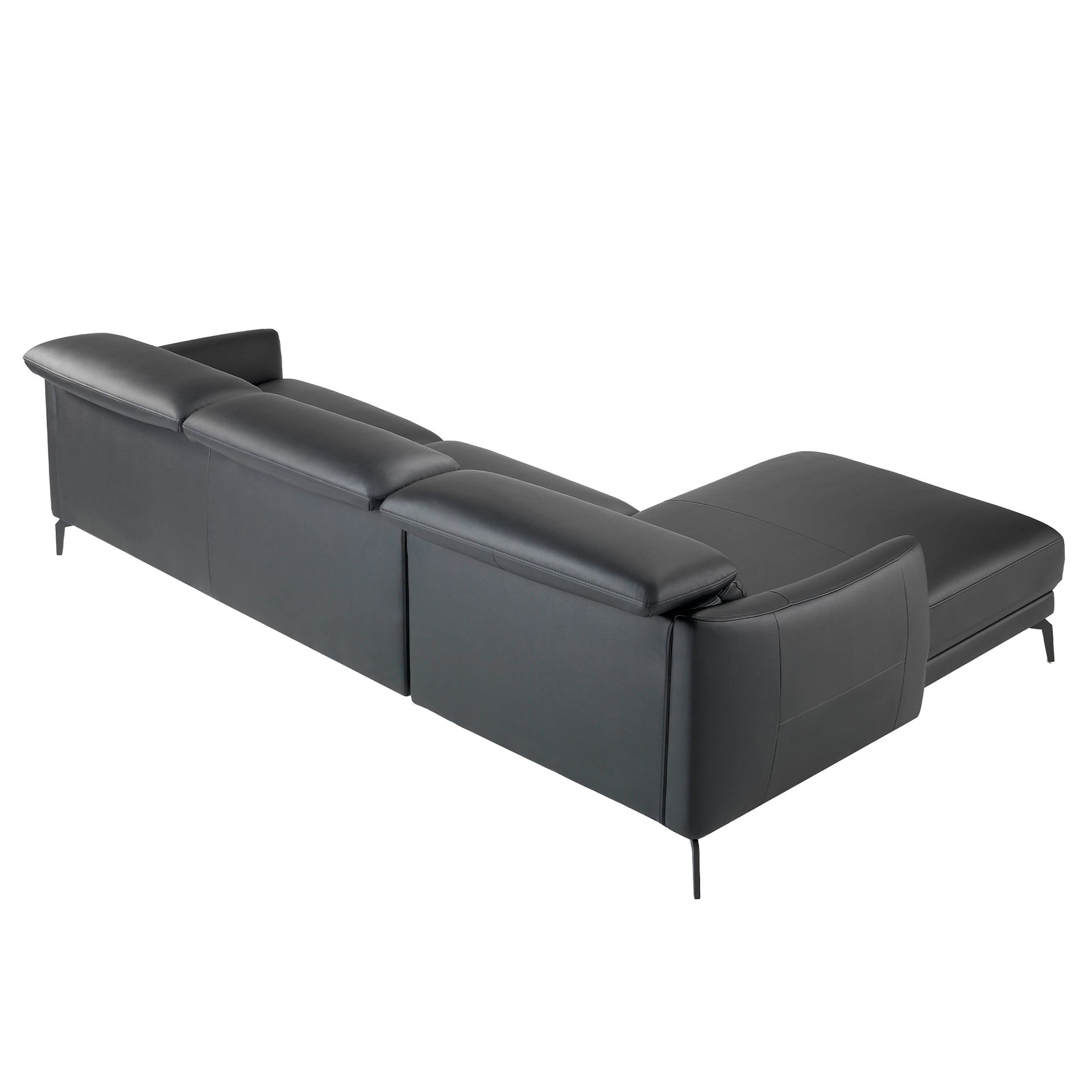 Sofá chaise longue izquierda piel negro - Imagen 8