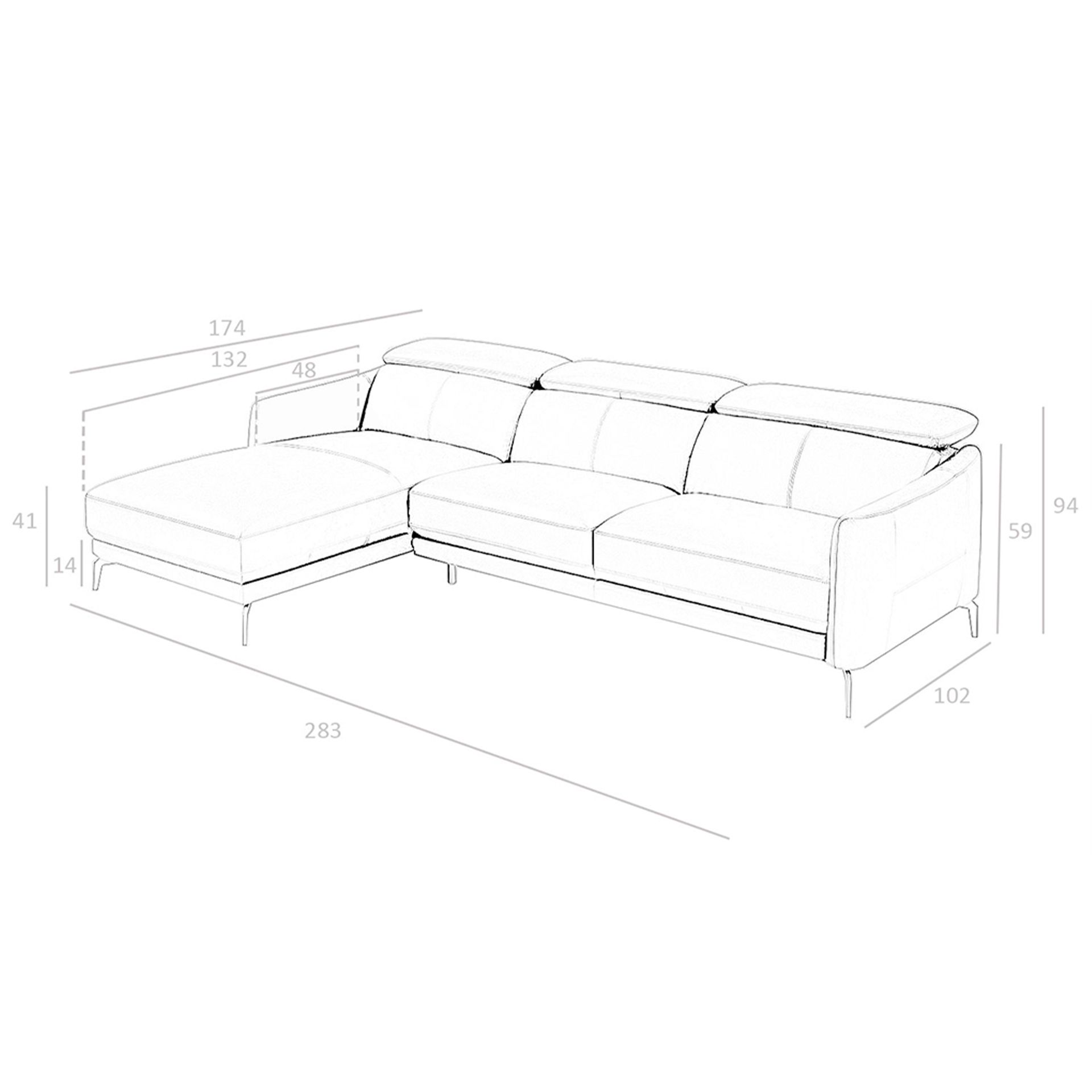 Sofá chaise longue izquierda piel negro - Imagen 9