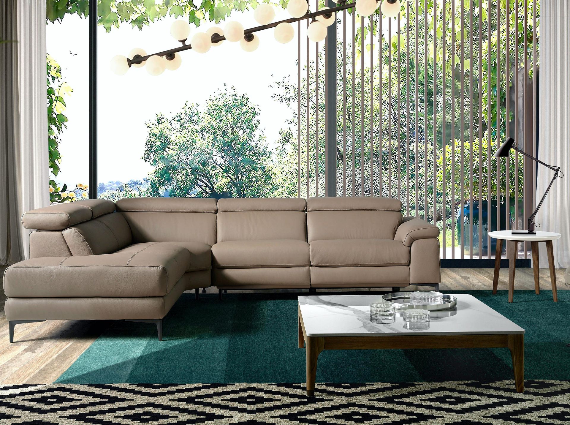 Sofá chaise longue relax izquierda piel visón - Imagen 3