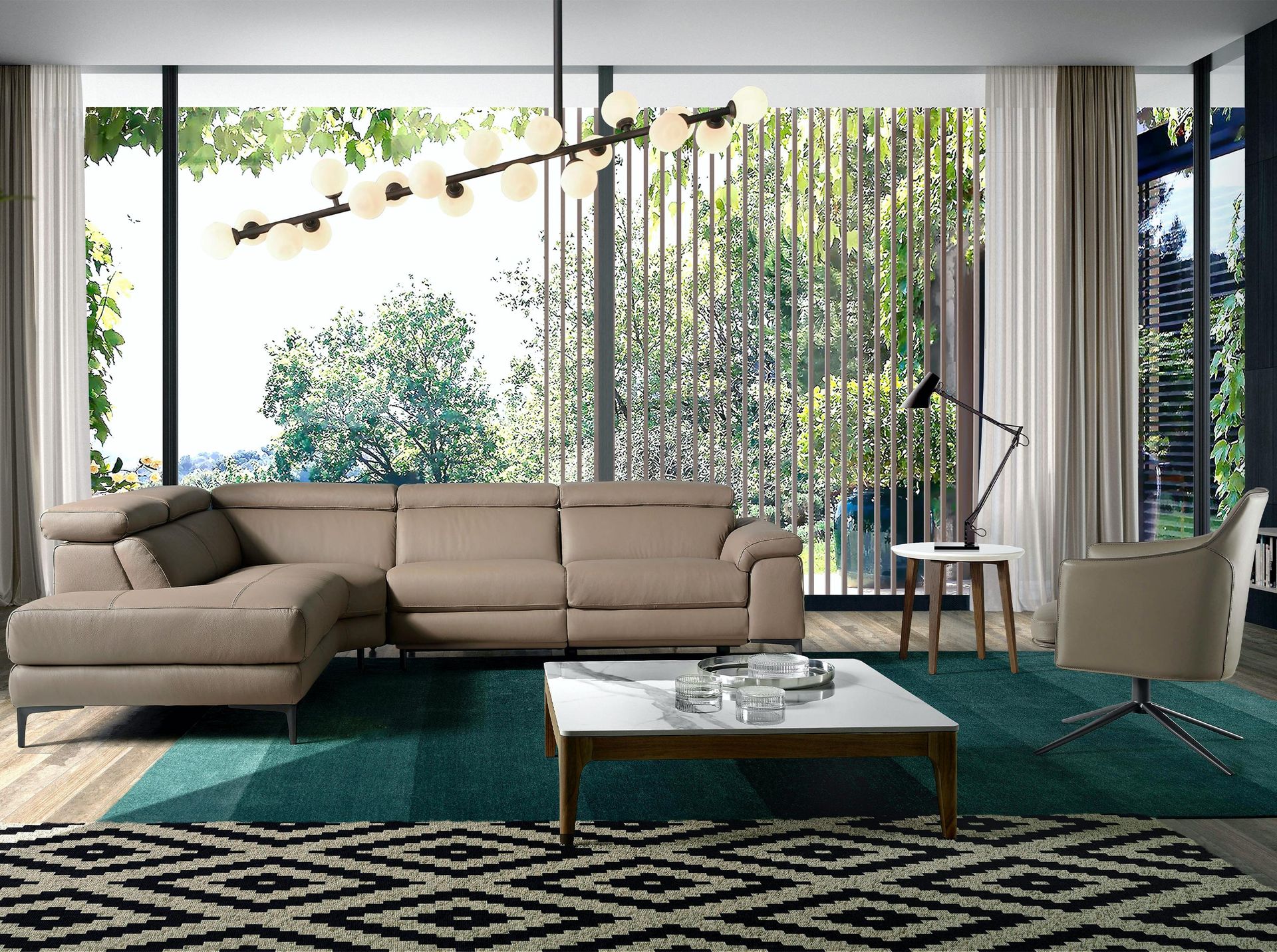 Sofá chaise longue relax izquierda piel visón - Imagen 4