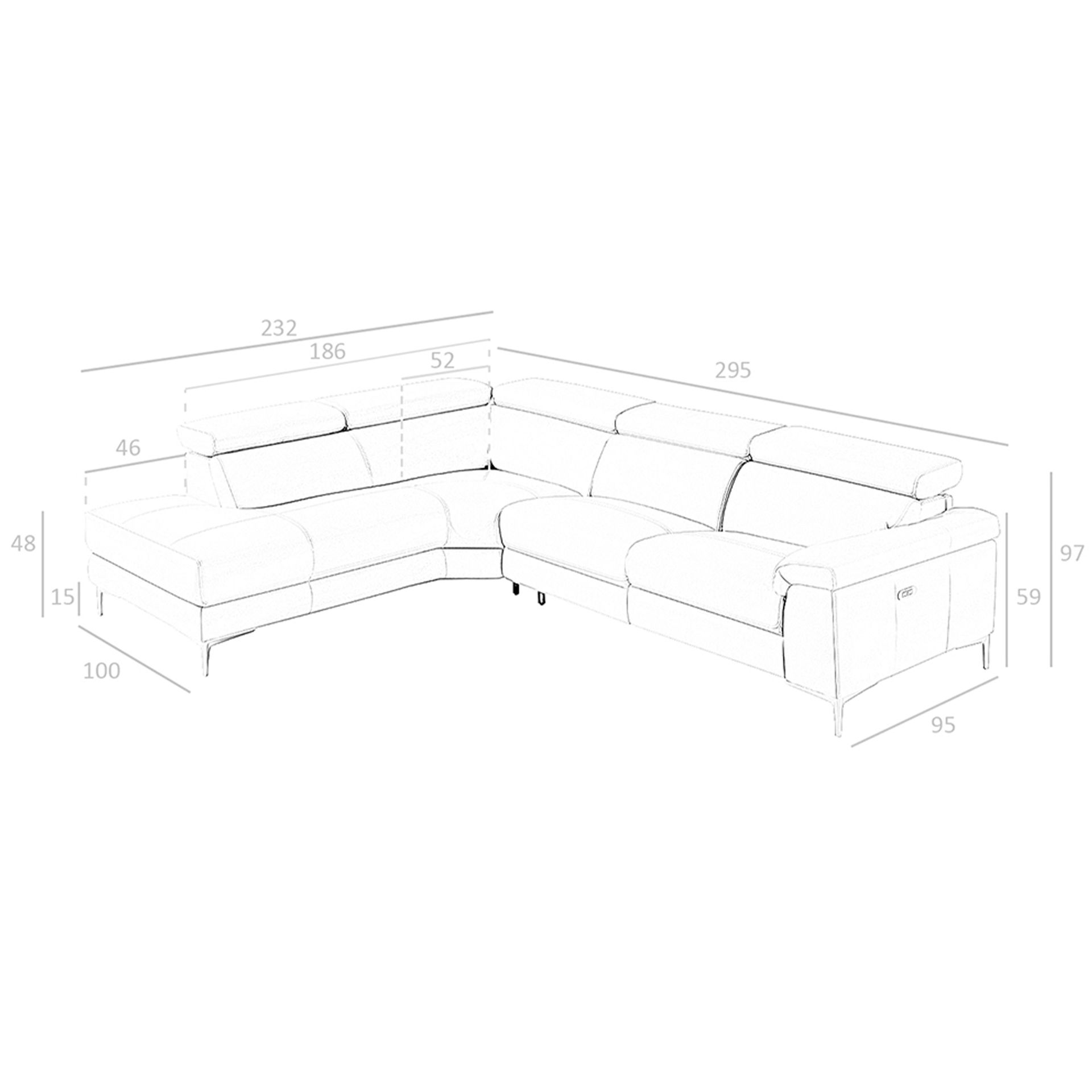 Sofá chaise longue relax izquierda piel visón - Imagen 9