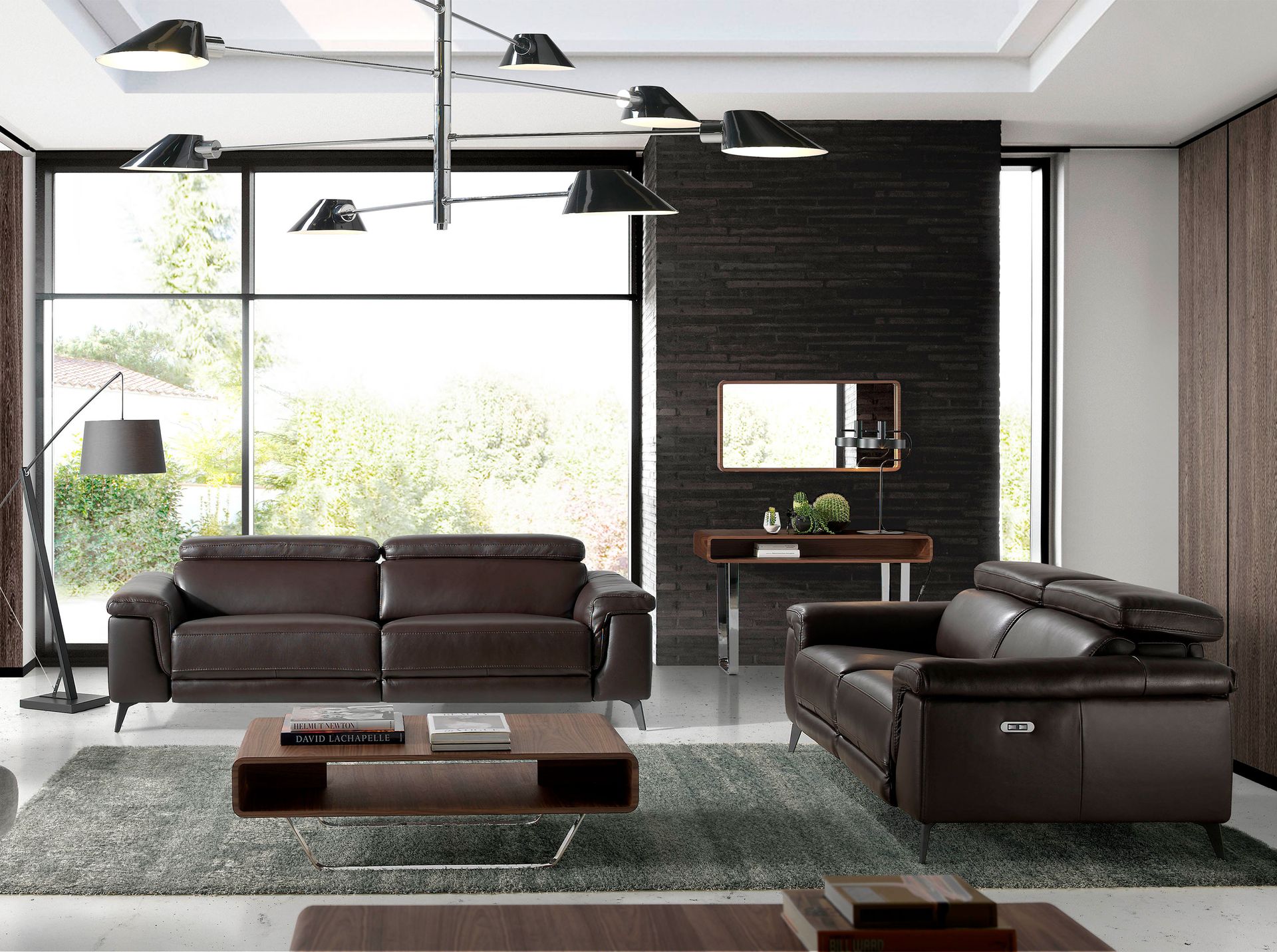 Sofá relax 2 plazas piel marrón chocolate - Imagen 4