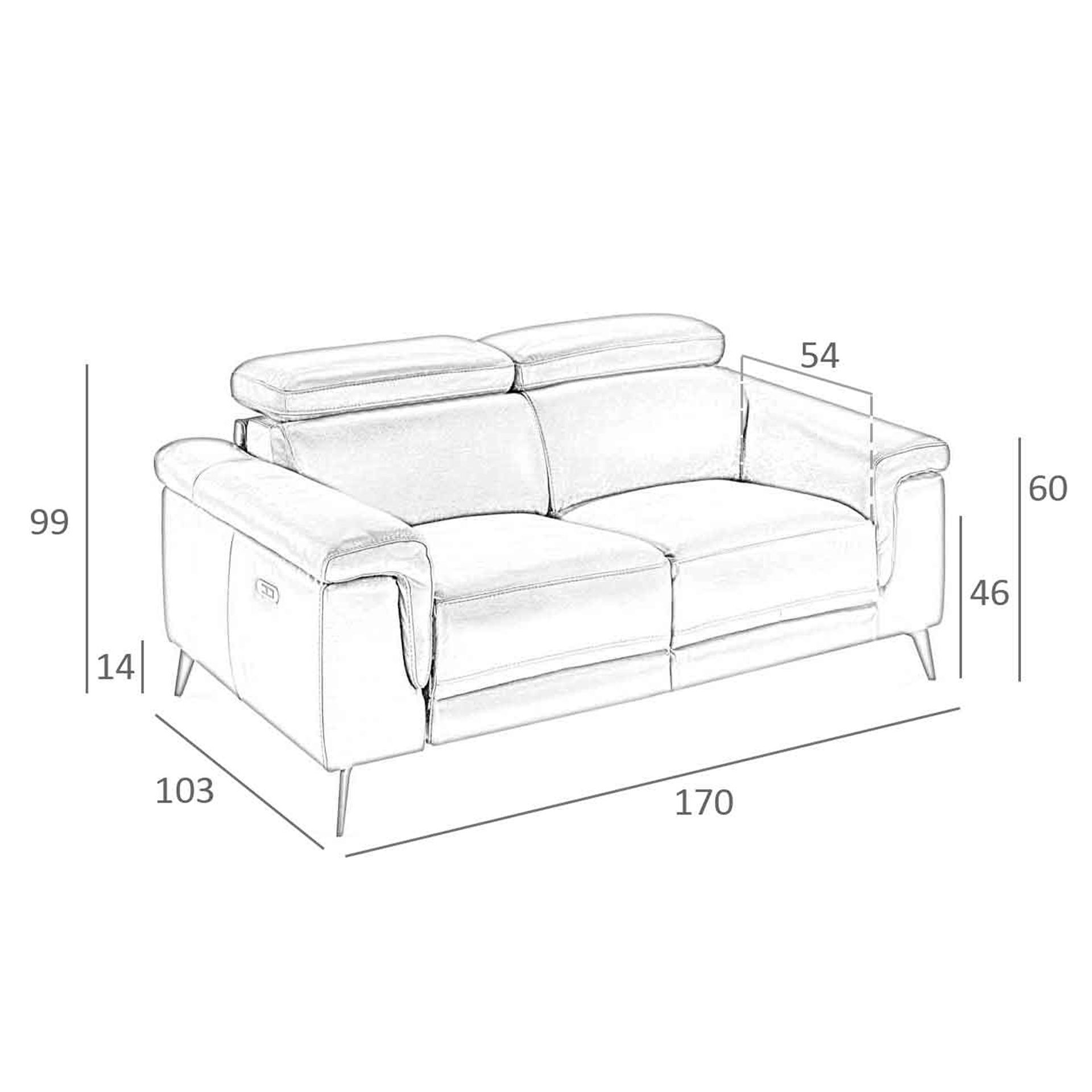 Sofá relax 2 plazas piel marrón chocolate - Imagen 9