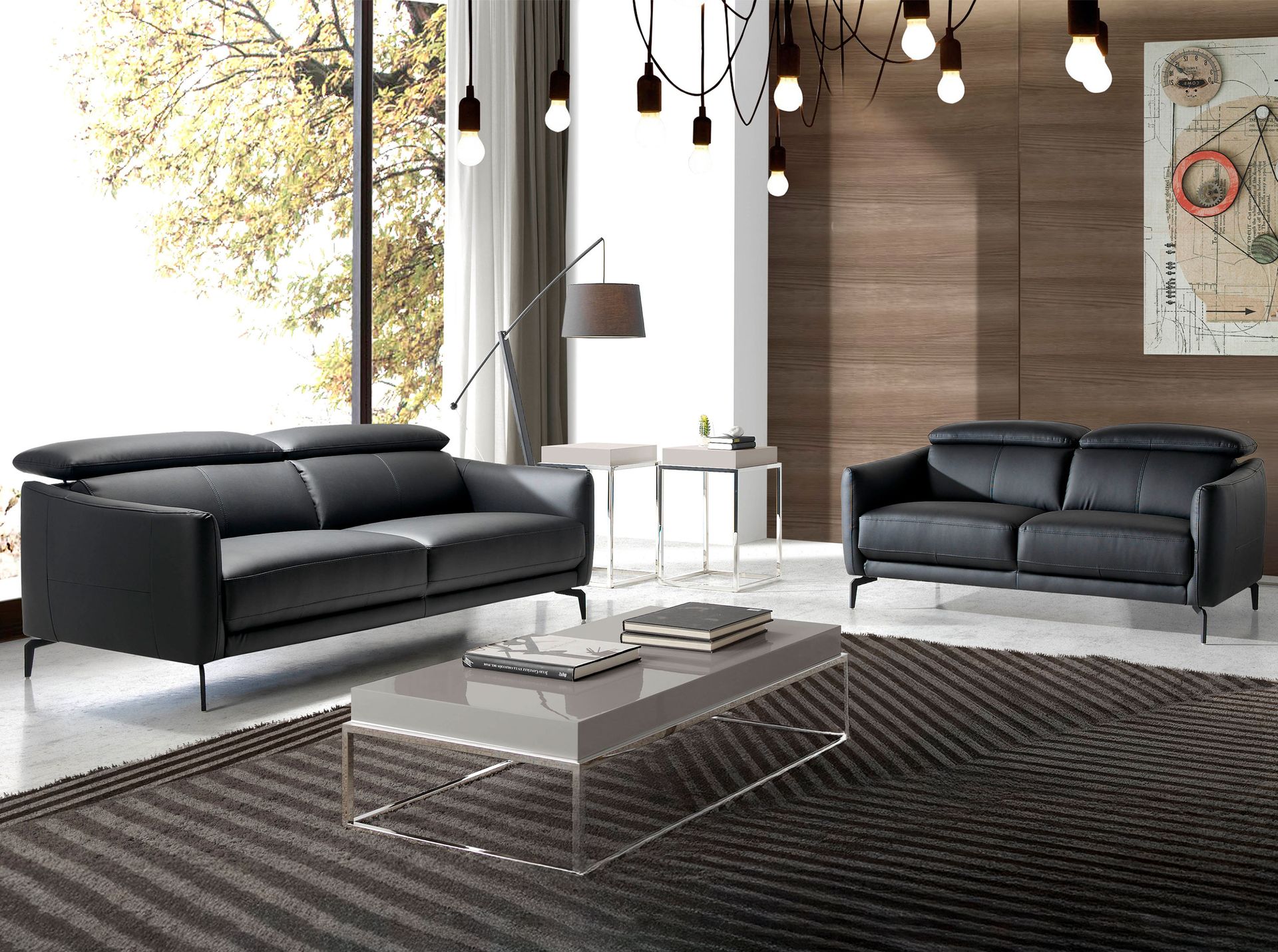 Sofá 3 plazas piel negro - Imagen 4