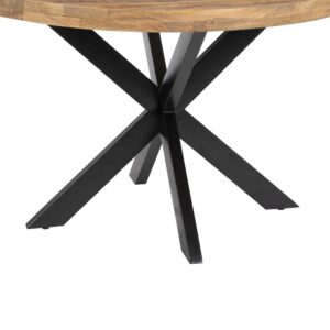 MESA COMEDOR NATURAL-NEGRO MADERA-HIERRO 120 X 120 X 79 CM