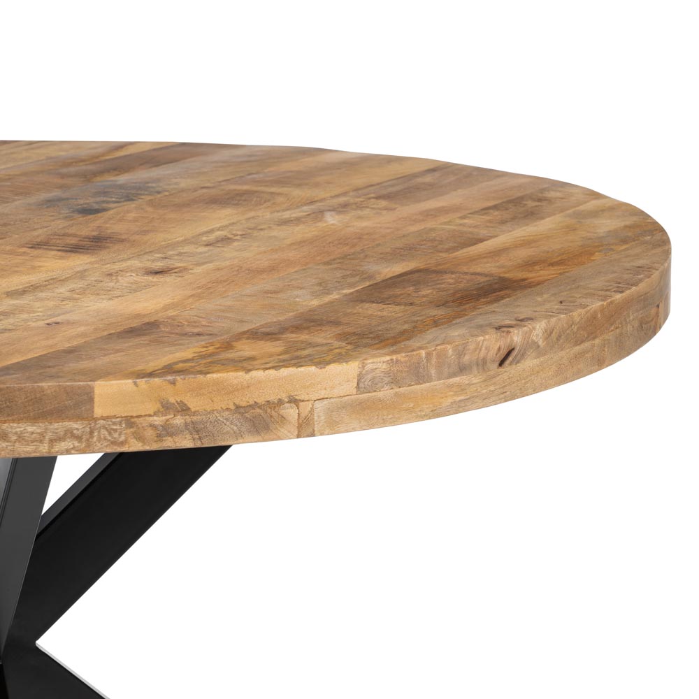 MESA COMEDOR NATURAL-NEGRO MADERA-HIERRO 140 X 140 X 77 CM - Imagen 3