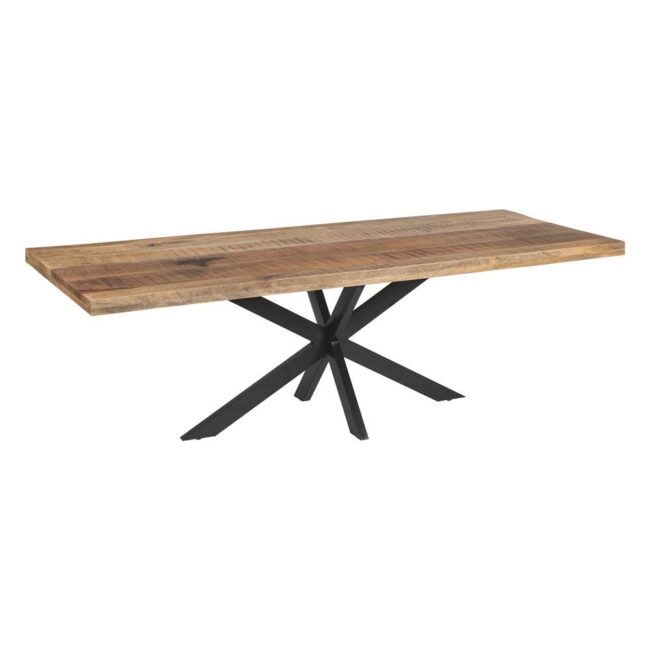 MESA COMEDOR NATURAL-NEGRO MADERA-HIERRO 240 X 100 X 79 CM