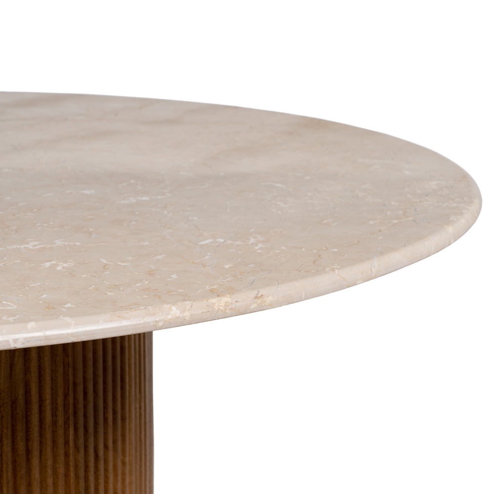 MESA COMEDOR NATURAL-CREMA MÁRMOL/MADERA 120 X 120 X 74 CM - Imagen 3