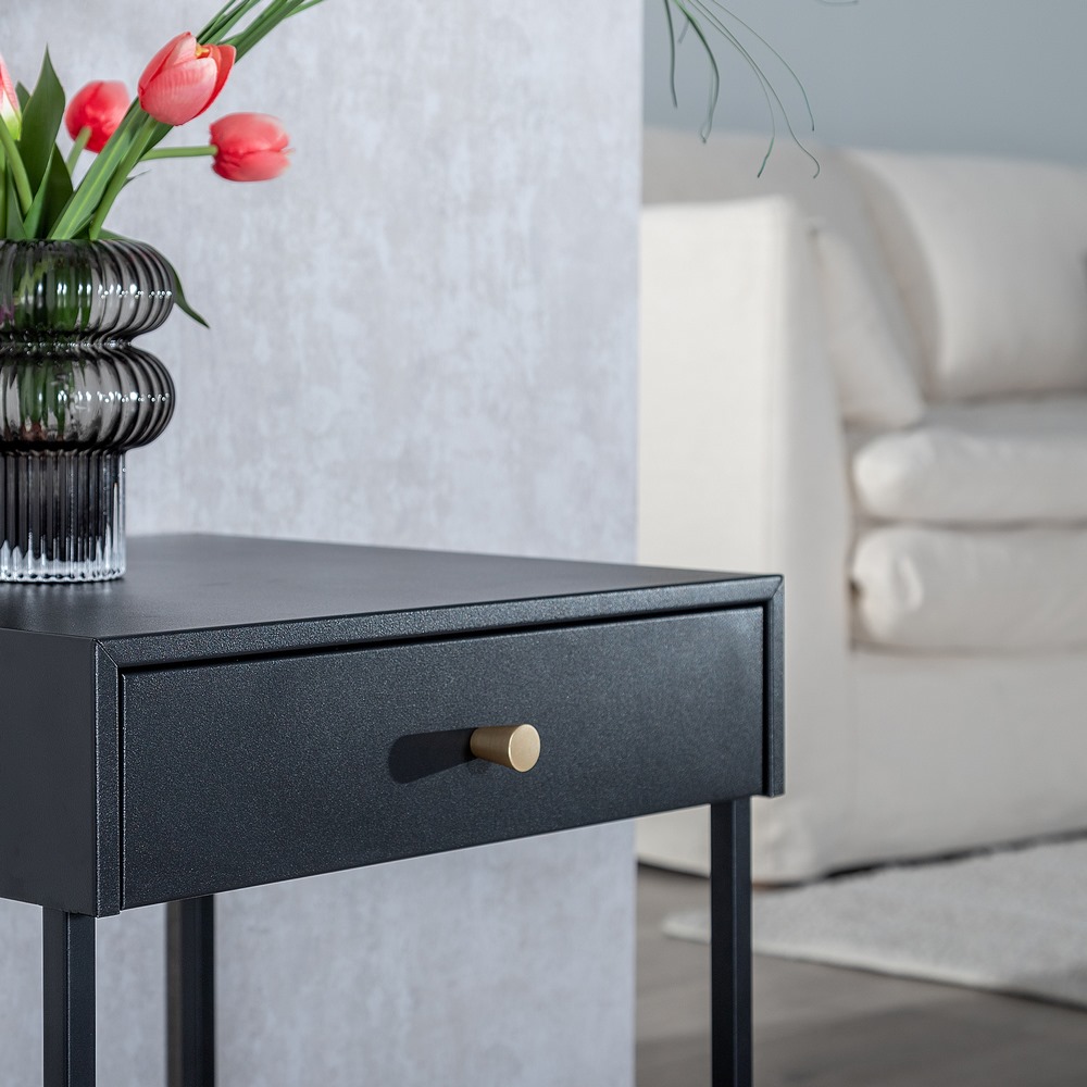 MESITA NEGRO ACERO 43 X 41 X 50 CM