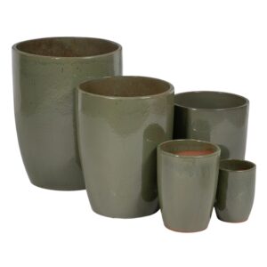 S/5 JARRONES VERDE CERÁMICA DECORACIÓN