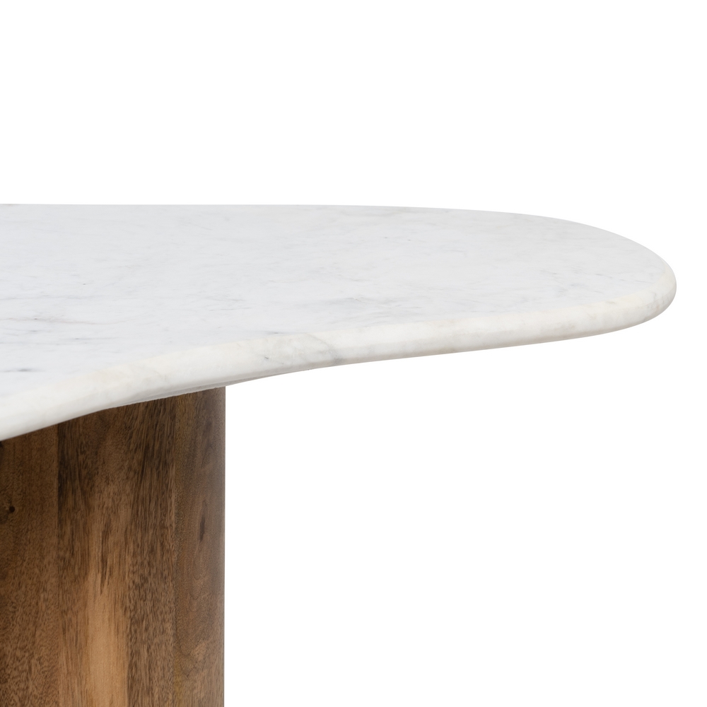 MESA CENTRO BLANCO-NATURAL MÁRMOL/MADERA 135 X 80 X 35 CM - Imagen 4