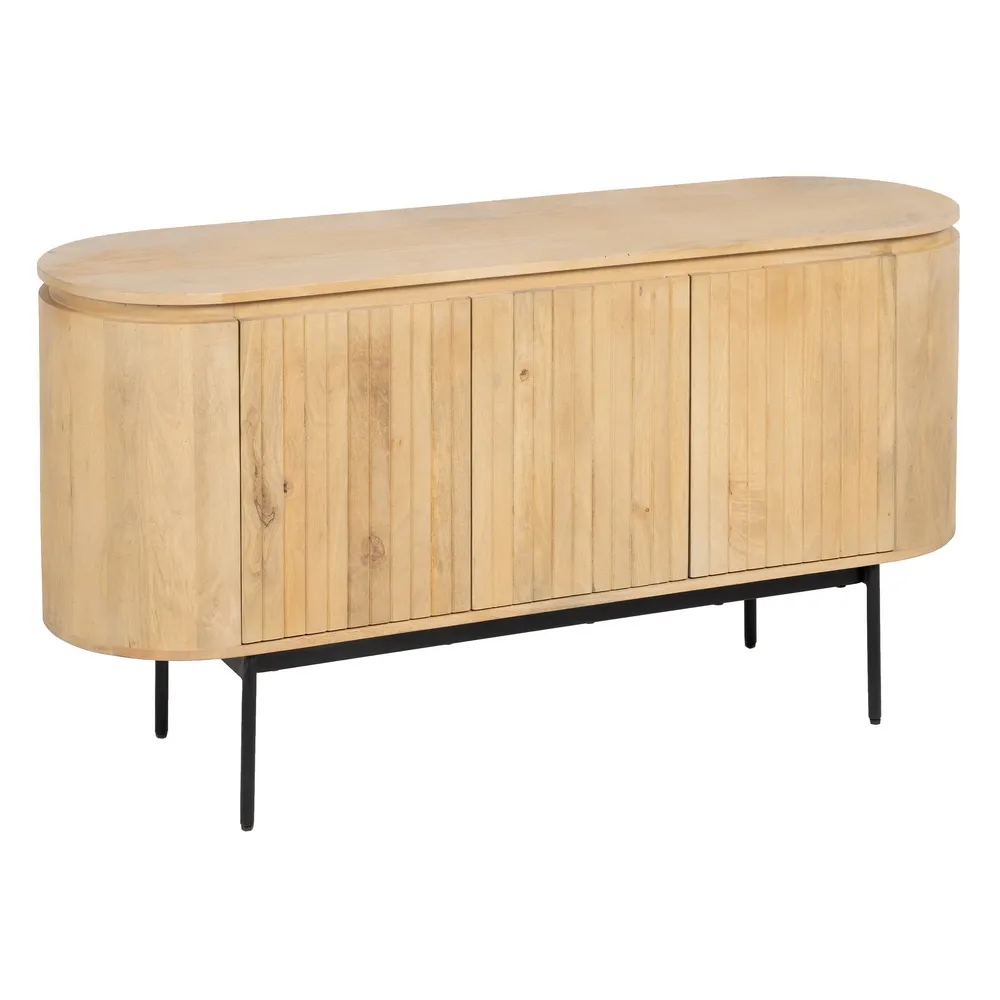 APARADOR NATURAL-NEGRO MADERA-HIERRO 140 X 40 X 75 CM