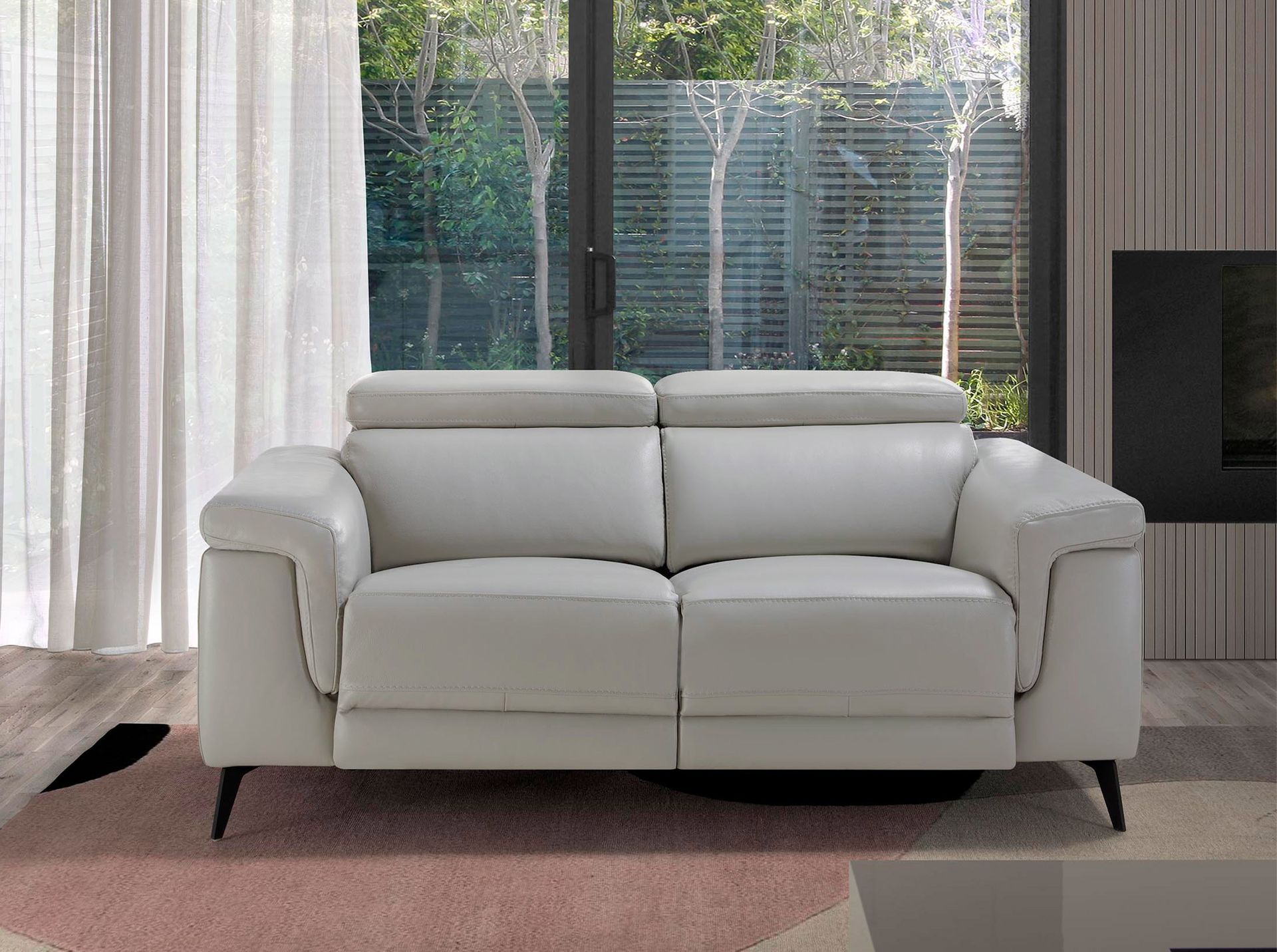 Sofá relax 2 plazas piel gris - Imagen 3