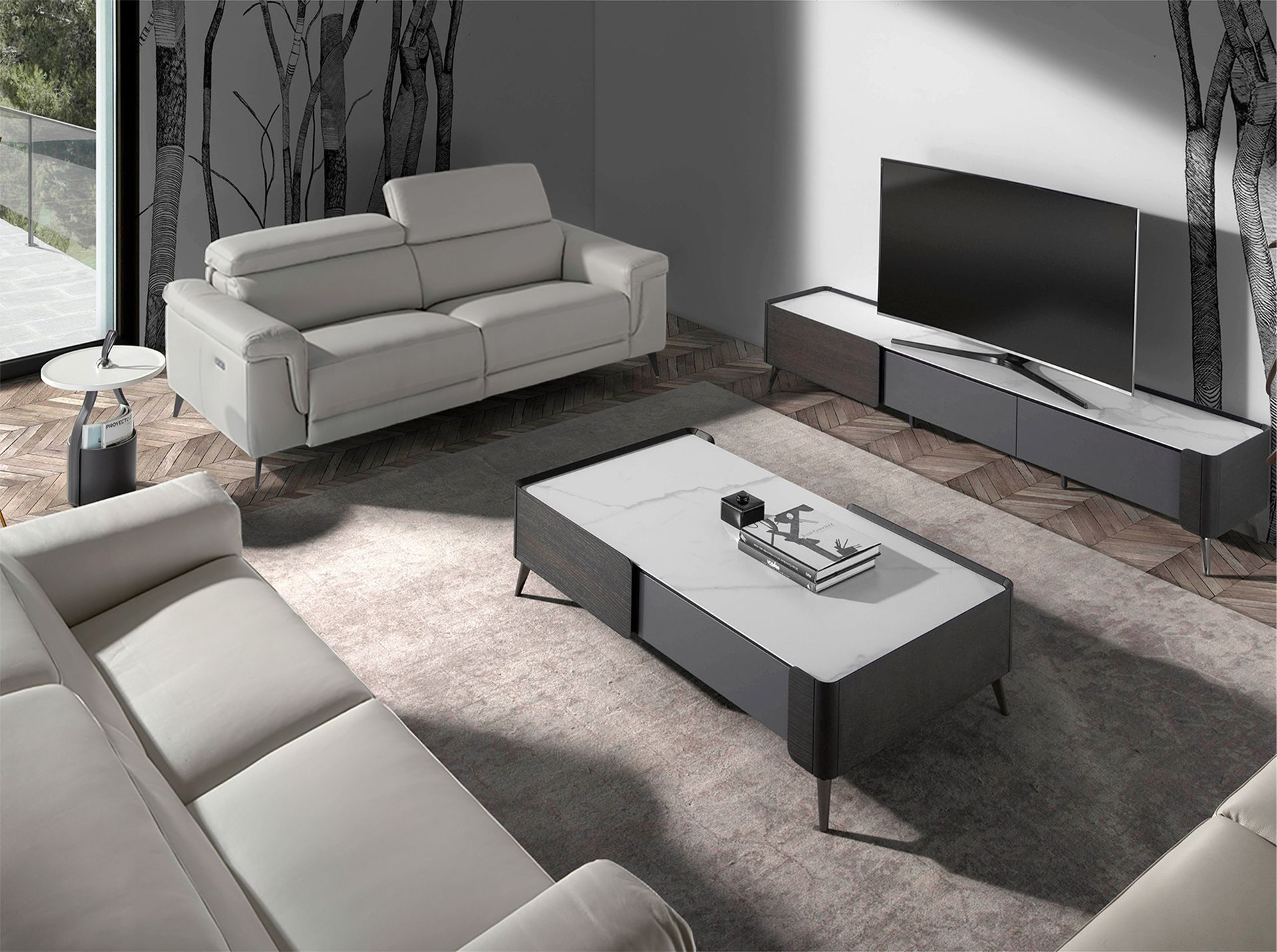 Sofá relax 3 plazas piel gris - Imagen 6