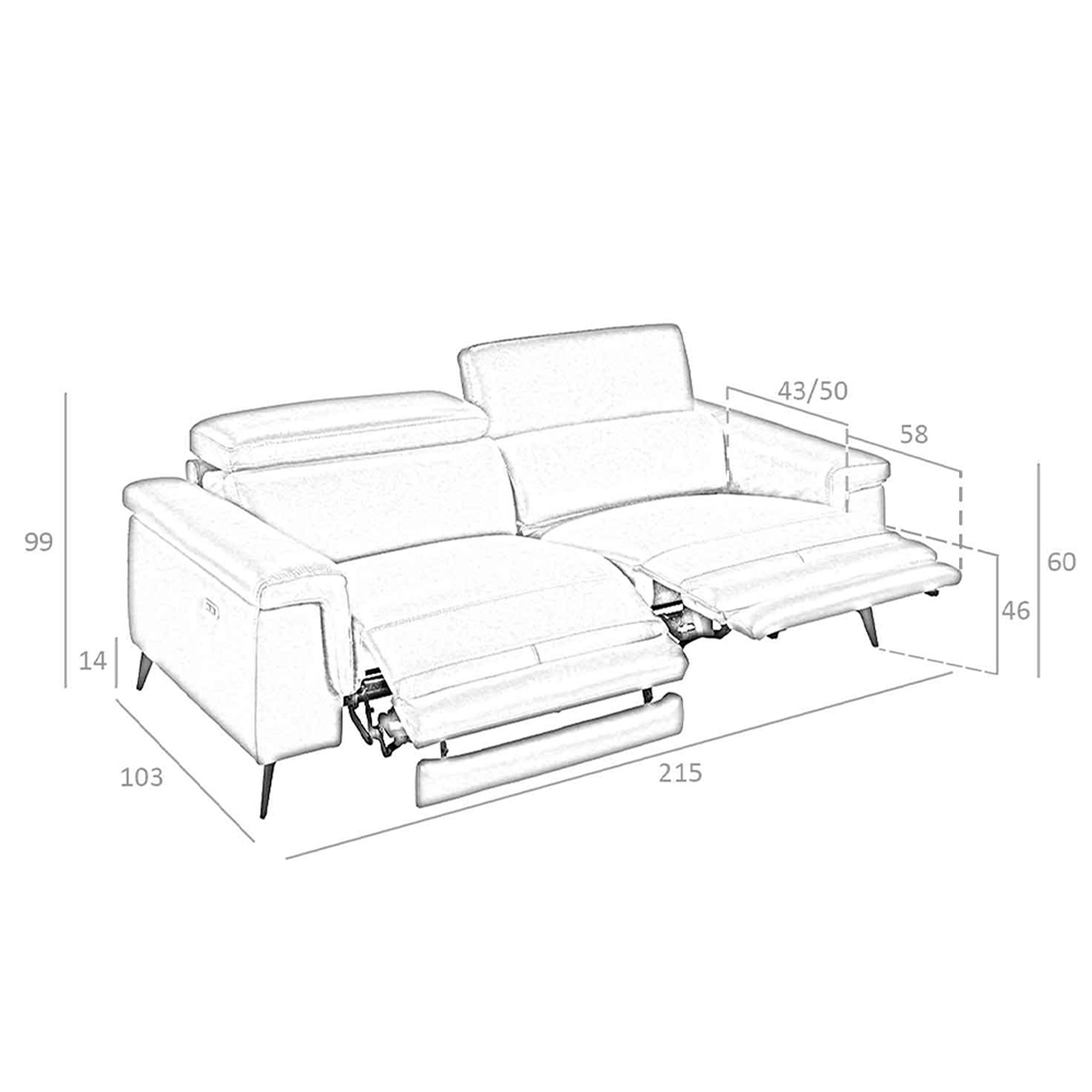 Sofá relax 3 plazas piel gris - Imagen 9