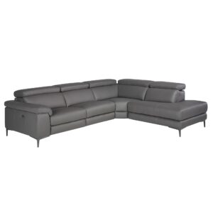 Sofá chaise longue relax derecha piel gris oscuro Angel Cerdá