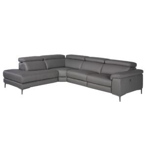 Sofá chaise longue relax izquierda piel gris oscuro Angel Cerdá