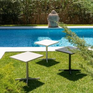 MESA AUXILIAR PLEGABLE TAUPE ACERO 70 X 70 X 74 CM