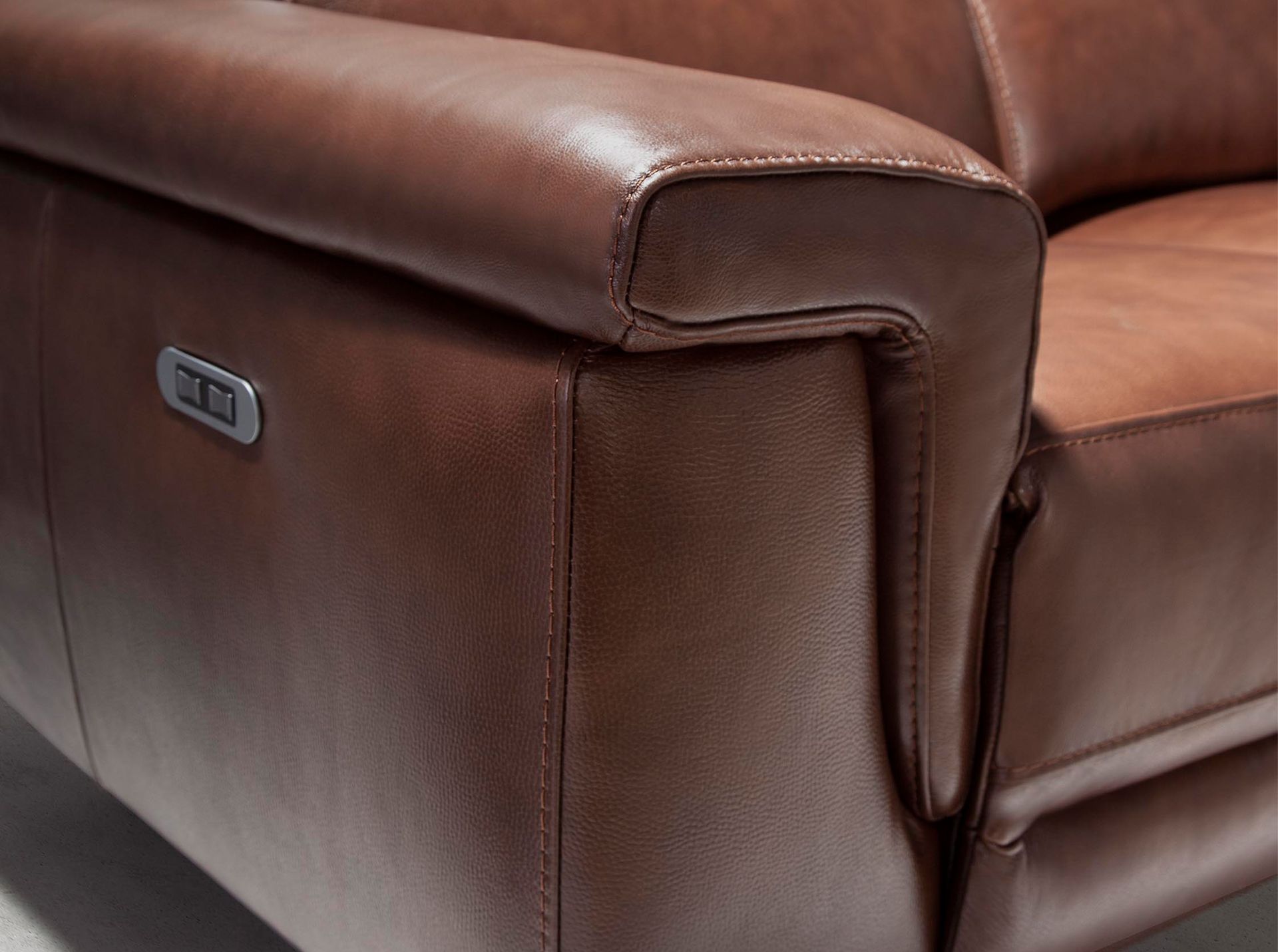 Sofá relax 3 plazas piel marrón - Imagen 7