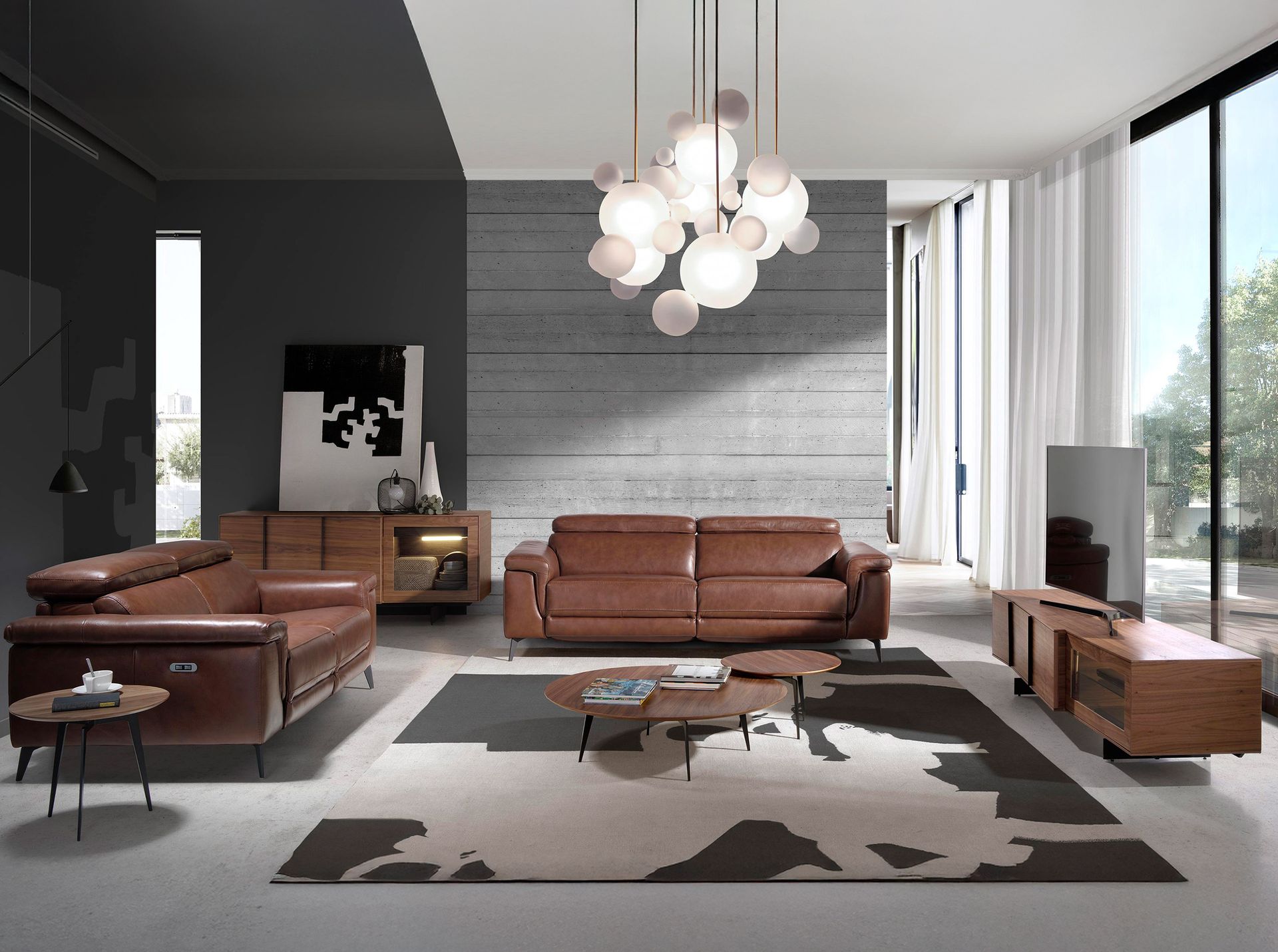 Sofá relax 3 plazas piel marrón - Imagen 8