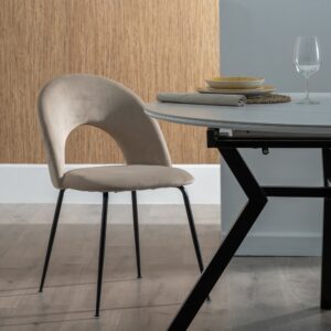 SILLA BEIGE TEJIDO-METAL CONTRACT 49 X 60 X 81 CM