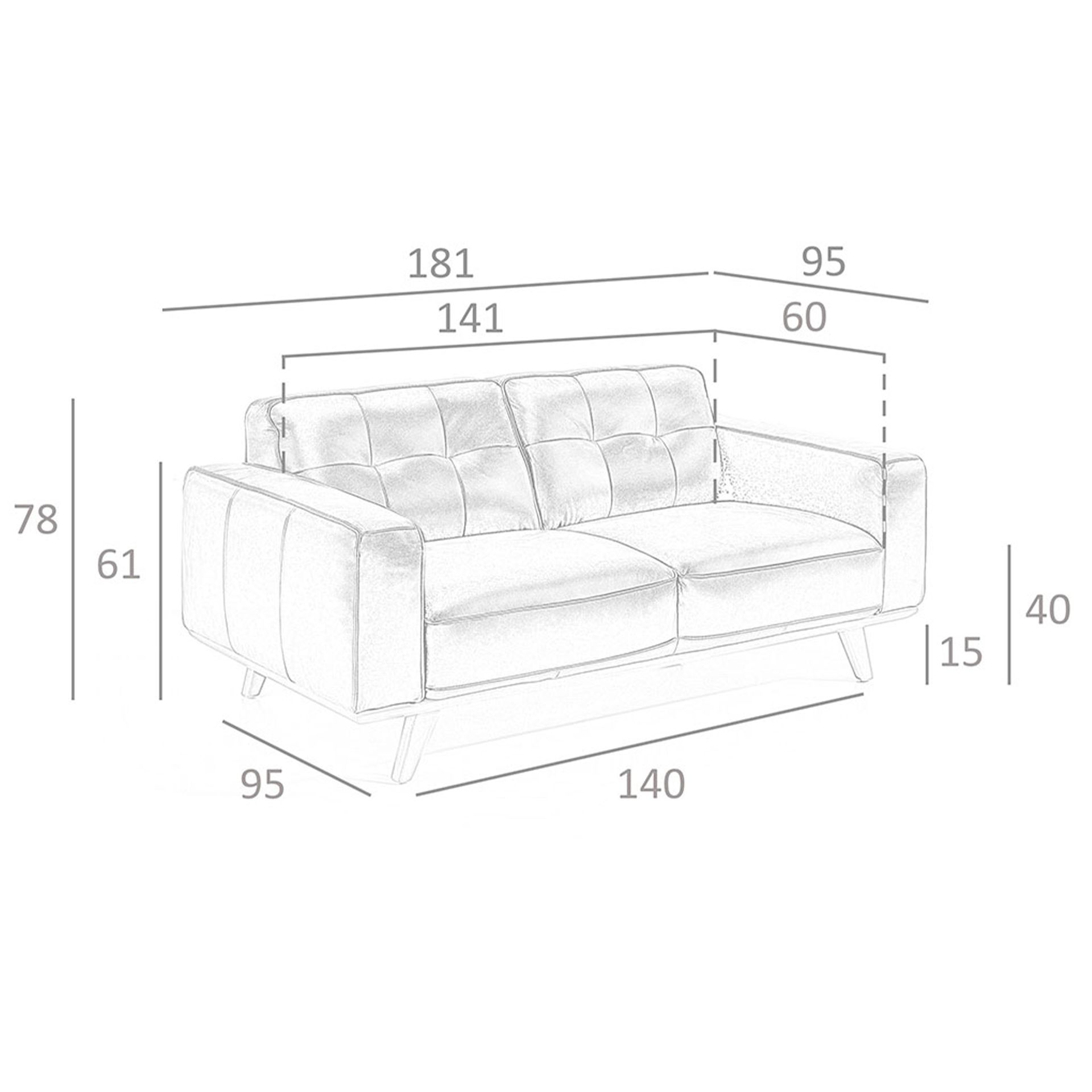 Sofá Chester 2 plazas piel arena - Imagen 9