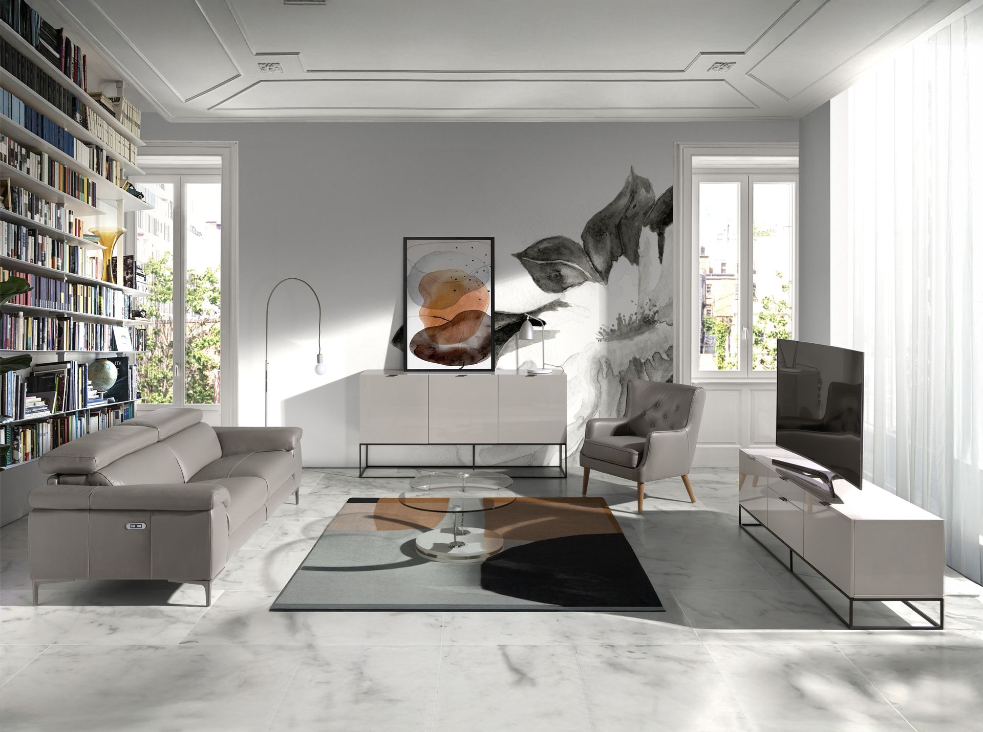 Sofá relax 3 plazas piel gris oscuro - Imagen 4